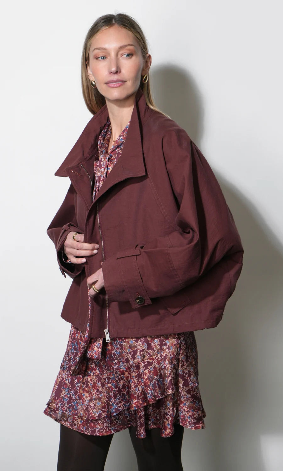 Greylin Eden Funnel Collar Oversized Jacket