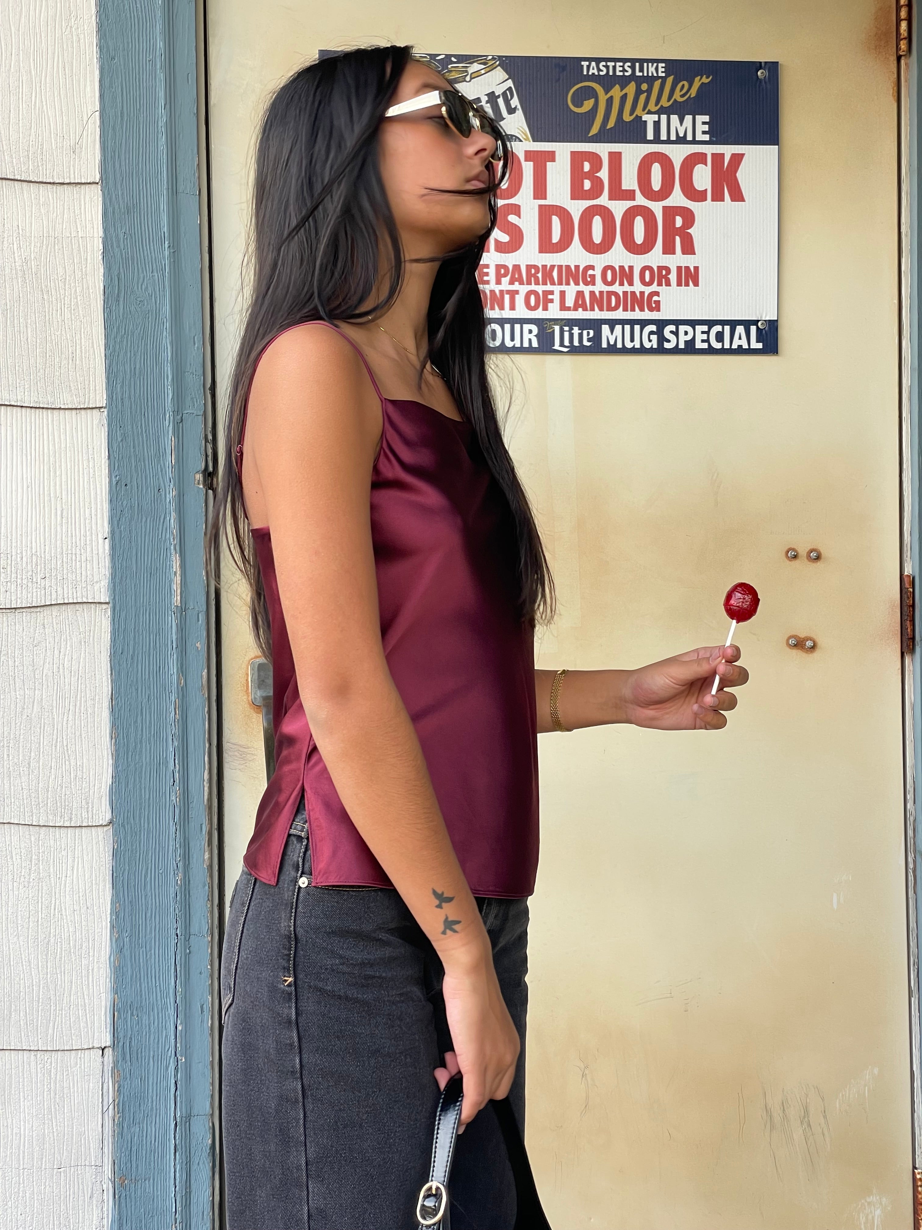 Olivia Silk Cami Burgundy