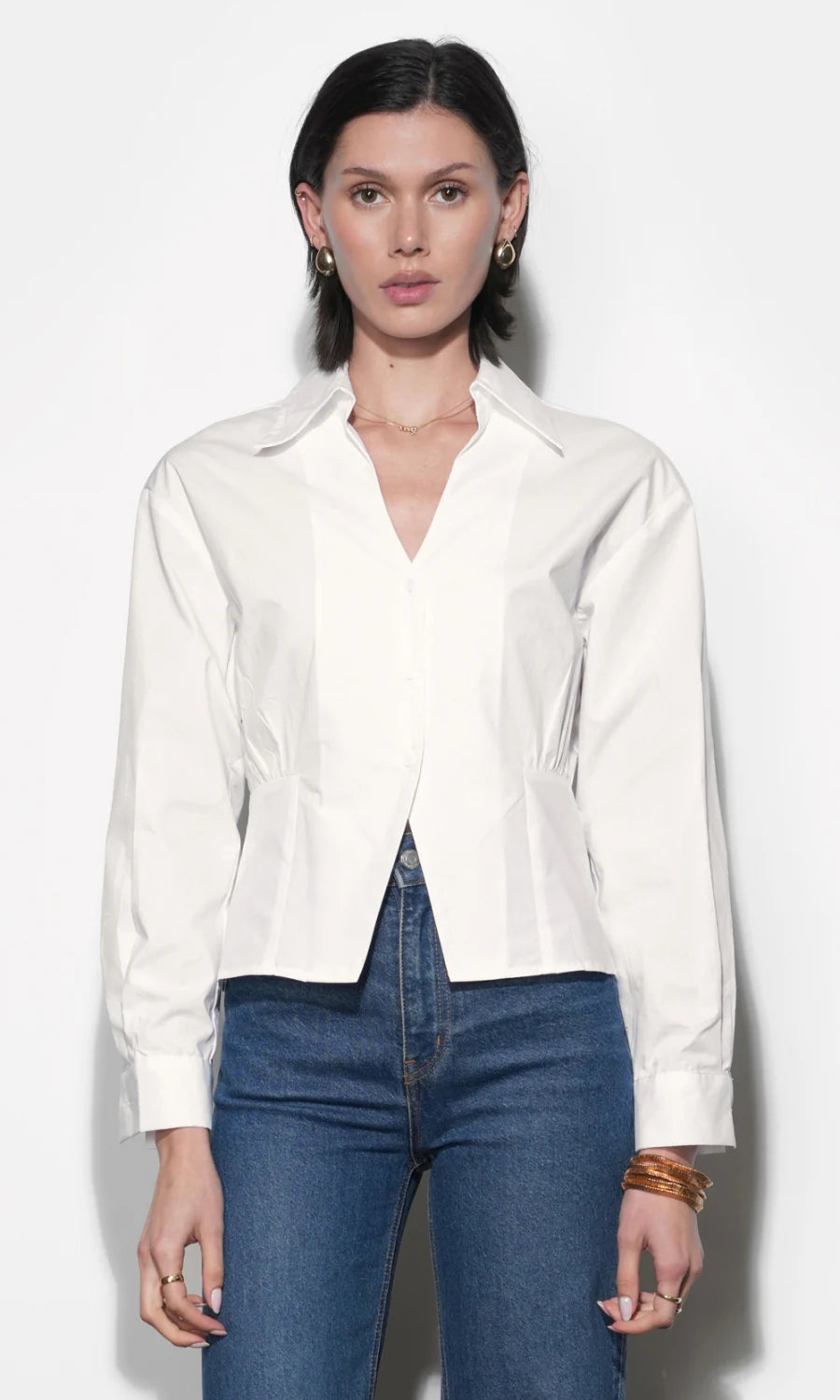 Greylin Wesley White V Neck Collar Shirt