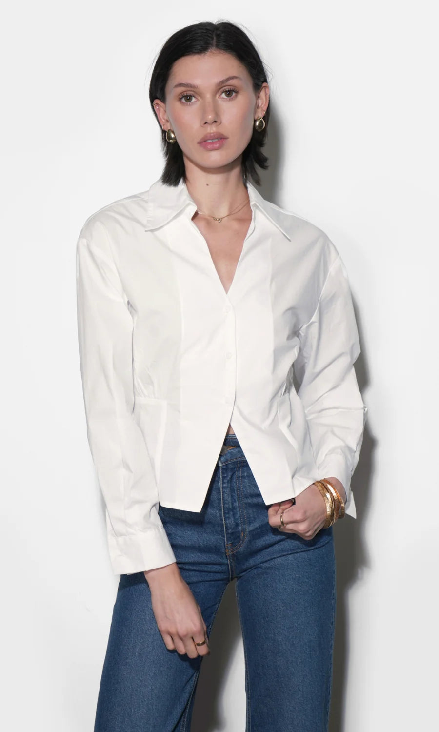 Greylin Wesley White V Neck Collar Shirt