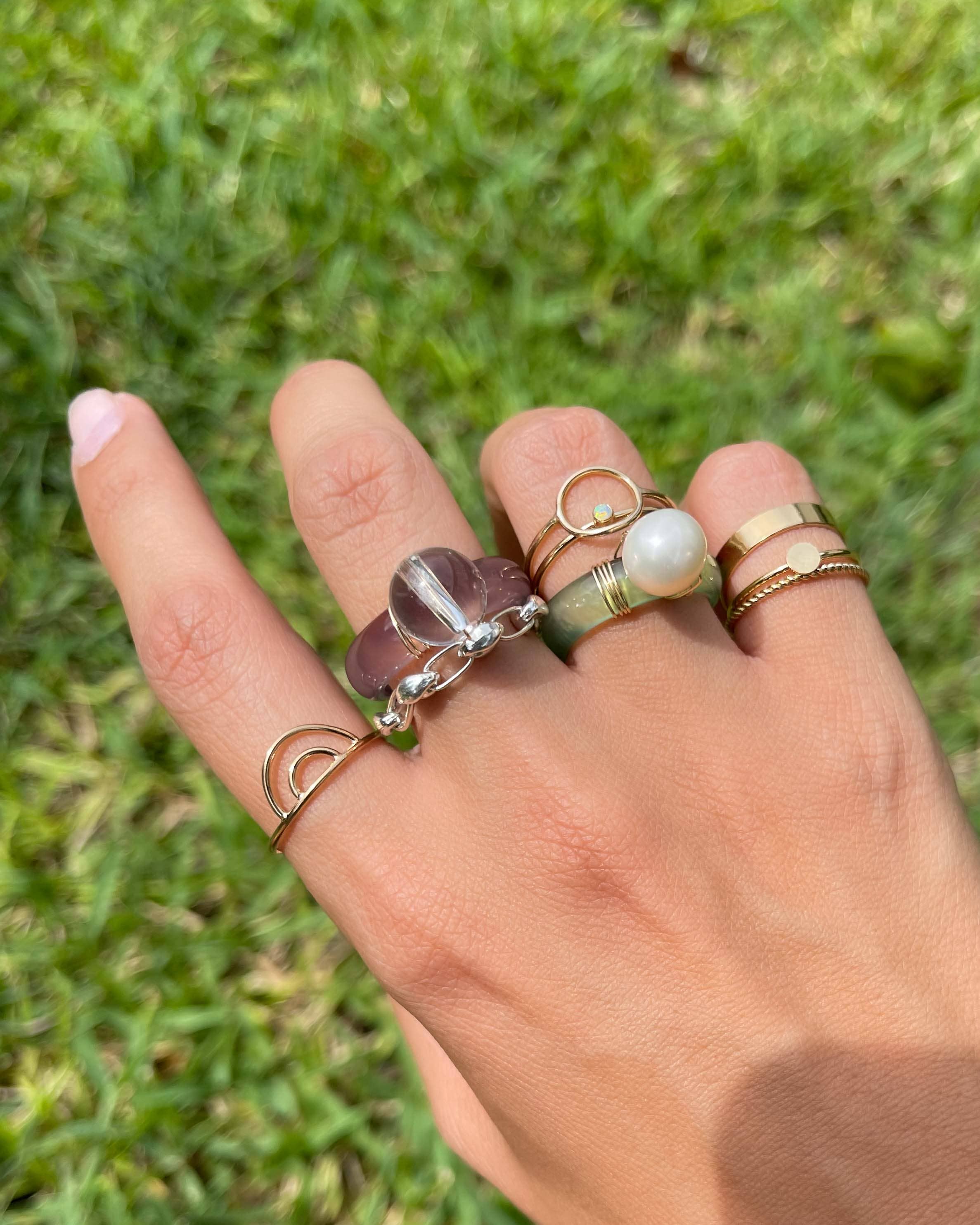 Dia Opal Ring 14K Gold Filled