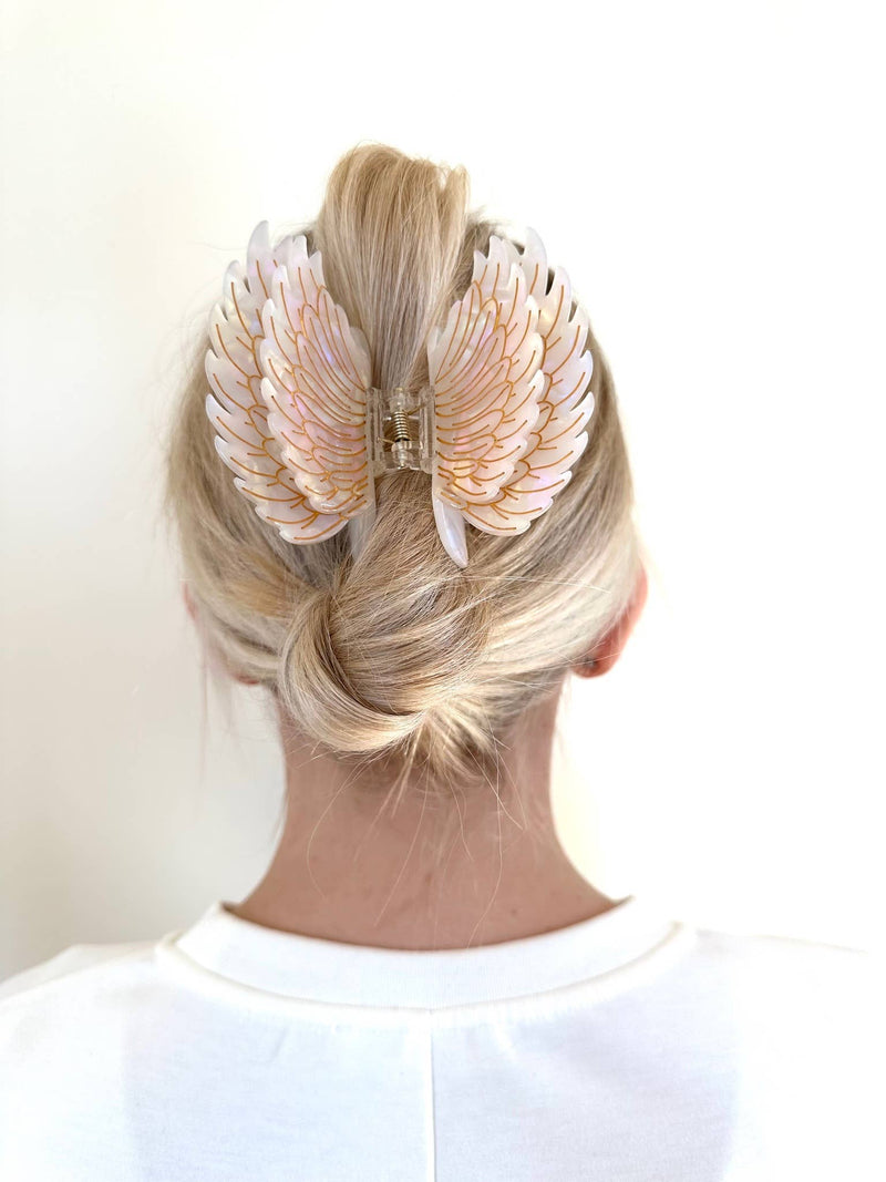 Hand-painted Angel Wings Claw Hair Clip