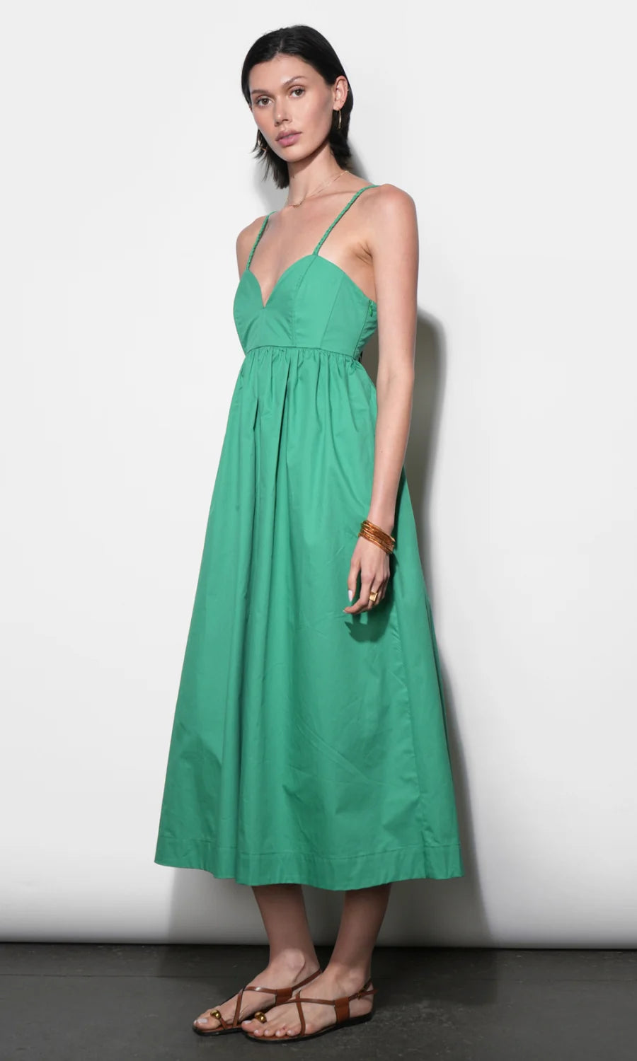 Libby Green Boned Bodice Midi Dress