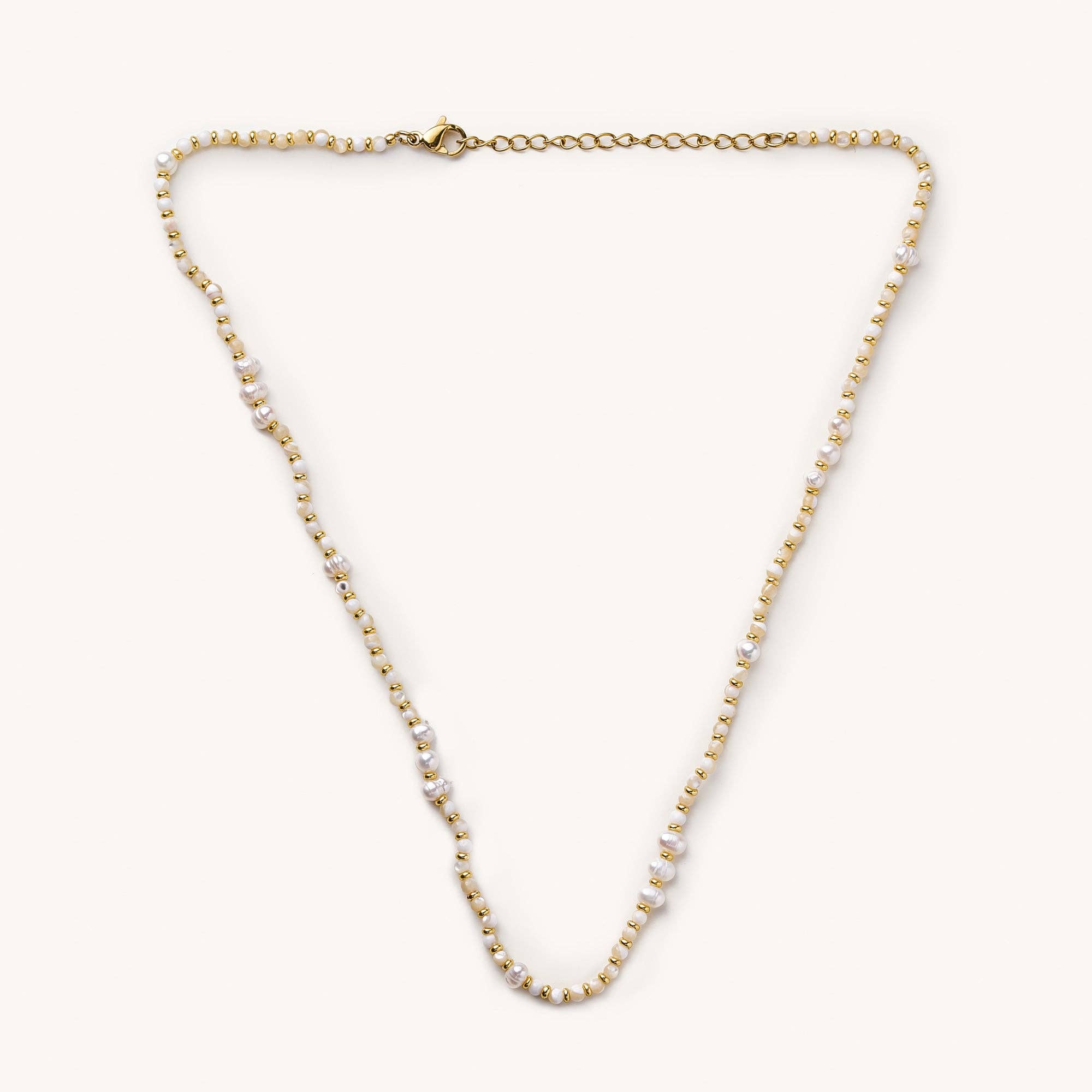 Gabby White Bead and Pearl Necklace