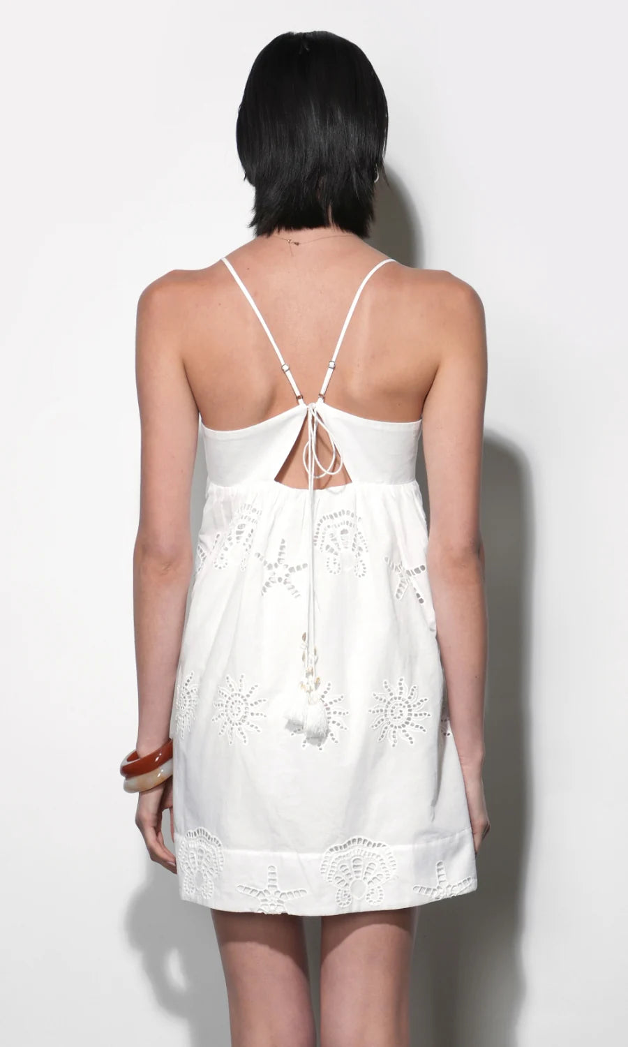 Greylin Daisy White Embroidered Popover Mini Dress