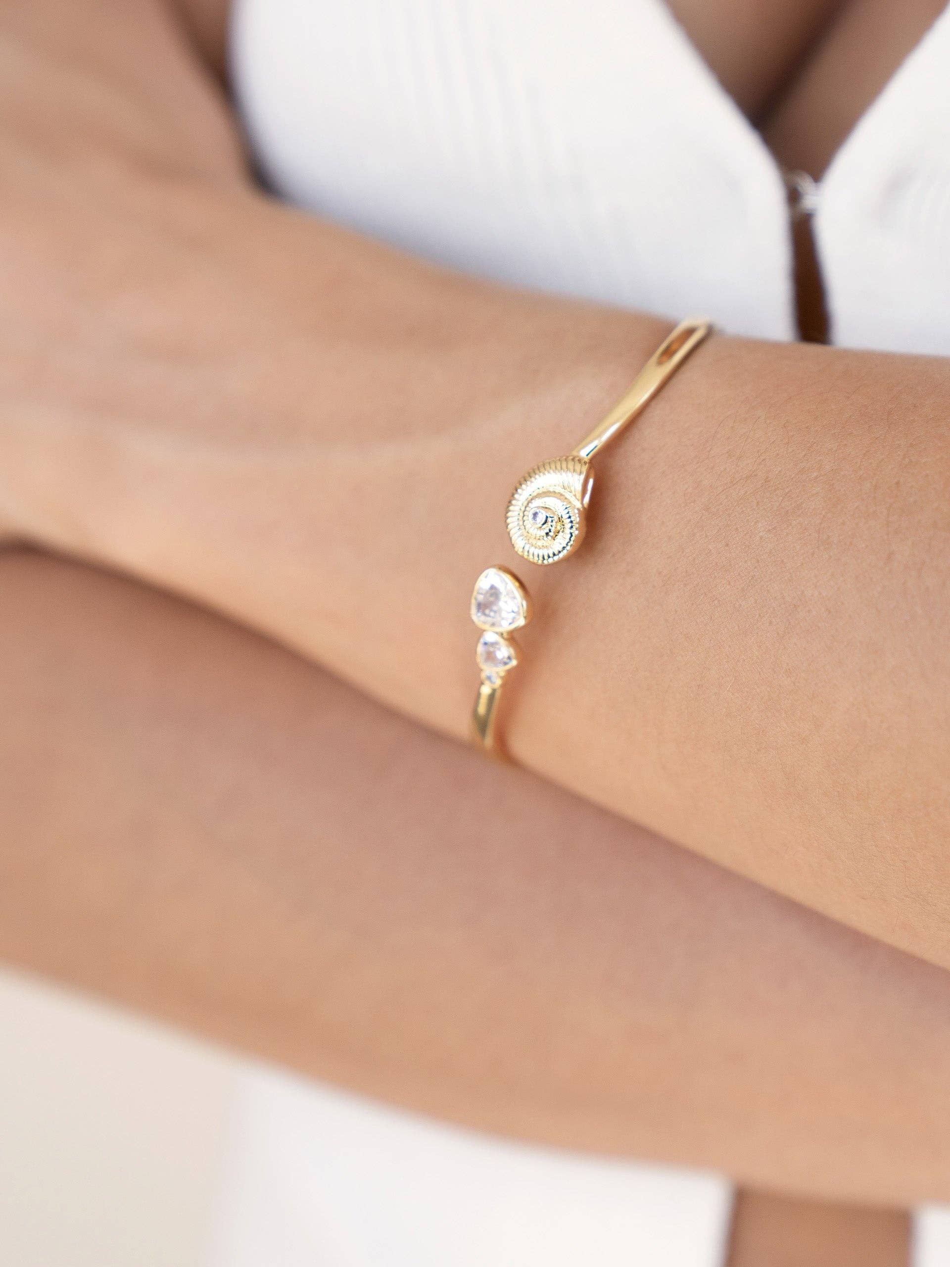 Golden Nautilus Shell Cuff Bracelet