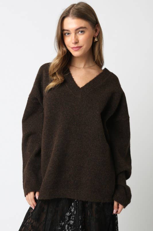 Kinley Brown Knit Sweater