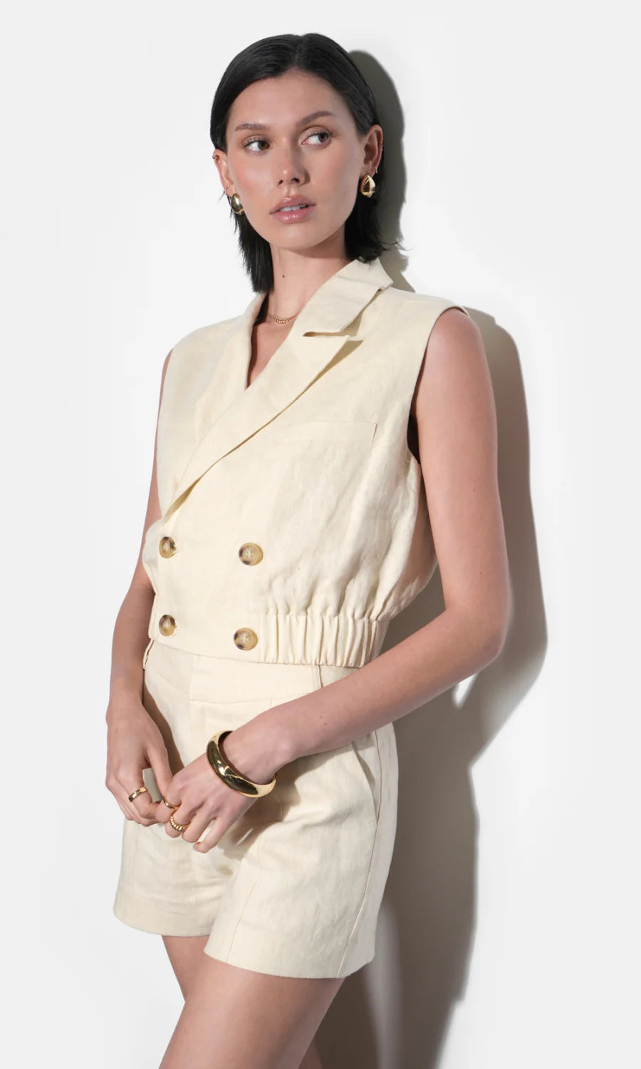 Haisley Linen Stone Shorts