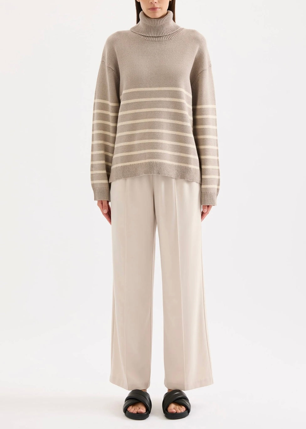 Venus Turtleneck Knit Mink Stripe