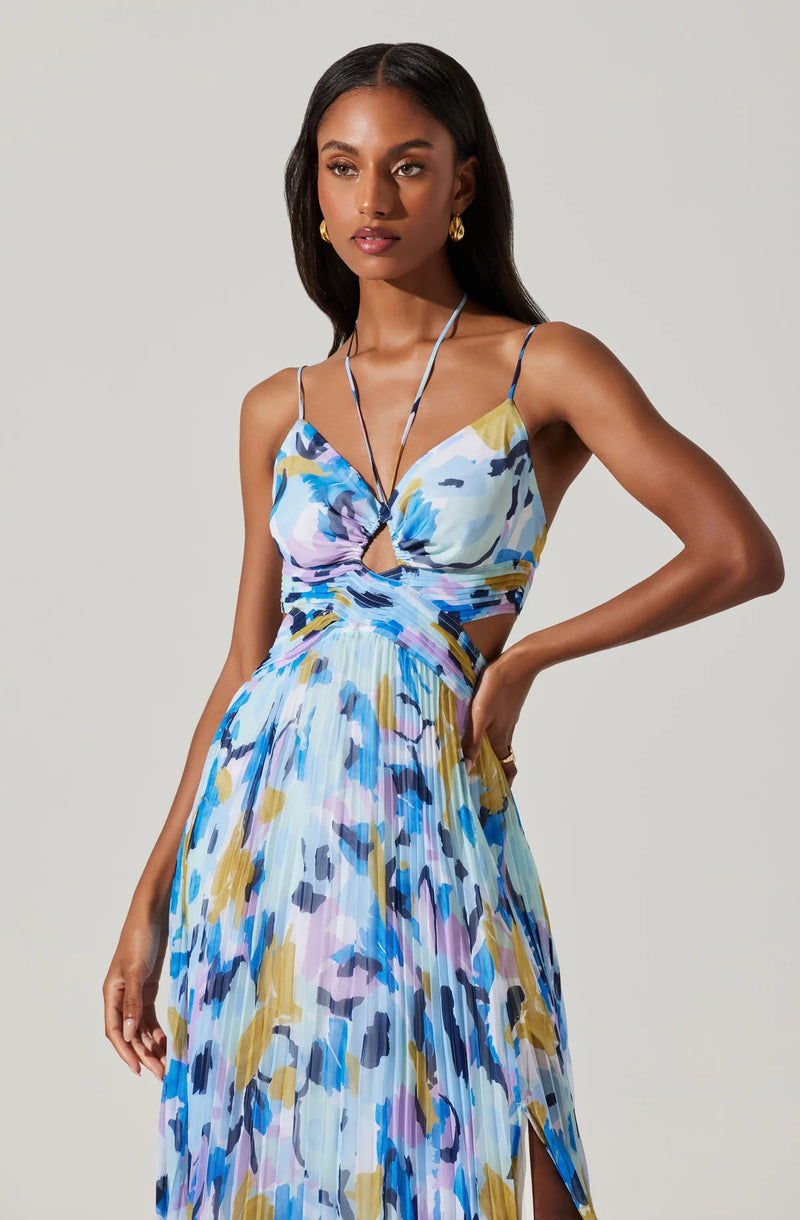 FINAL SALE ASTR the Label | Aquate Dress | Aqua Blue Multi