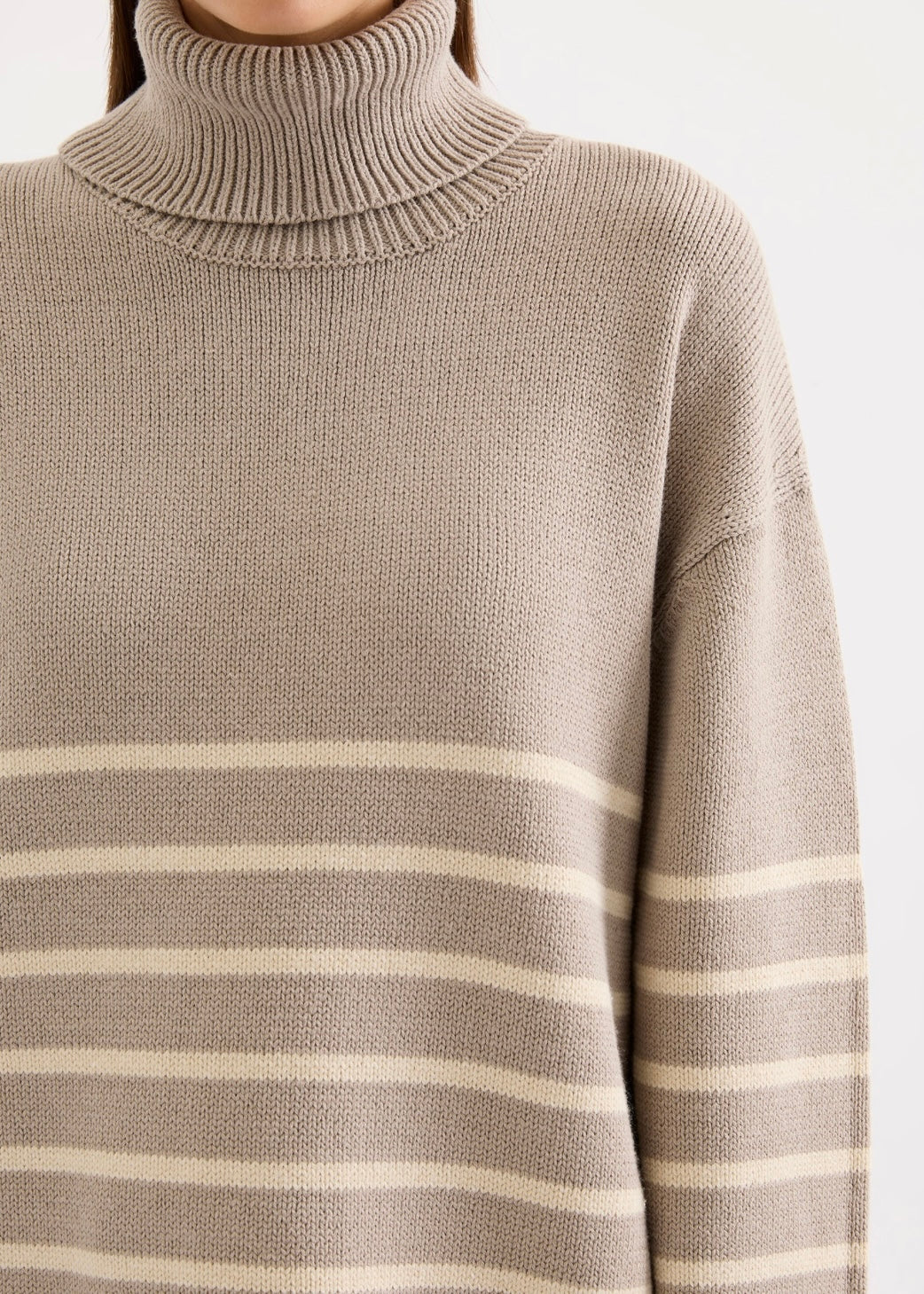 Venus Turtleneck Knit Mink Stripe
