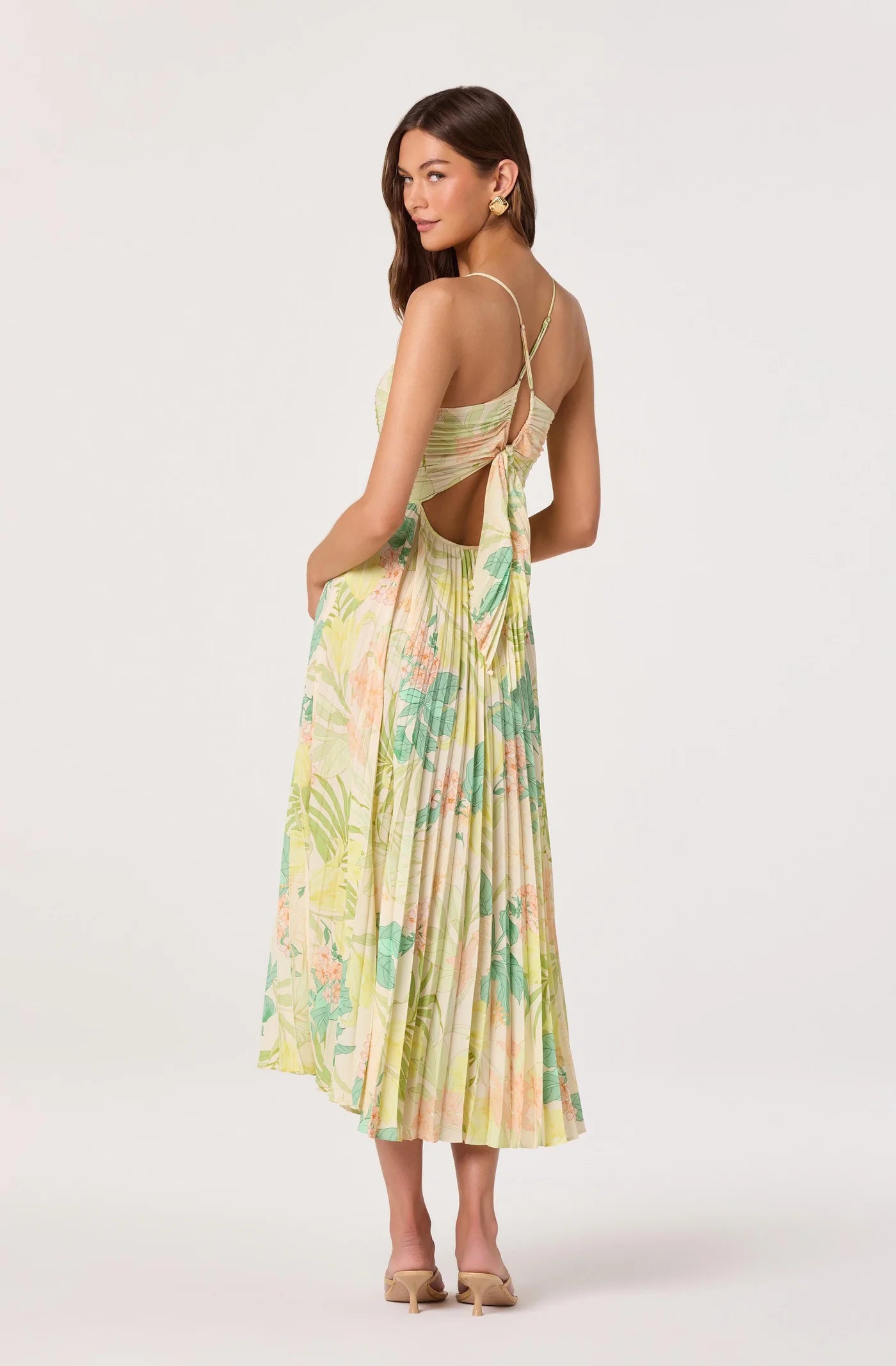 ASTR the Label Blythe Green Peach Tropical Dress