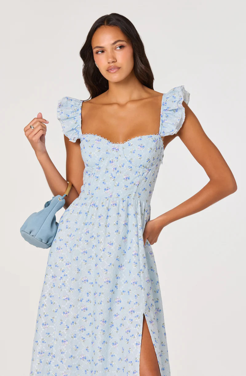astr the label wedelia midi dress Wedelia Blue Floral Dress