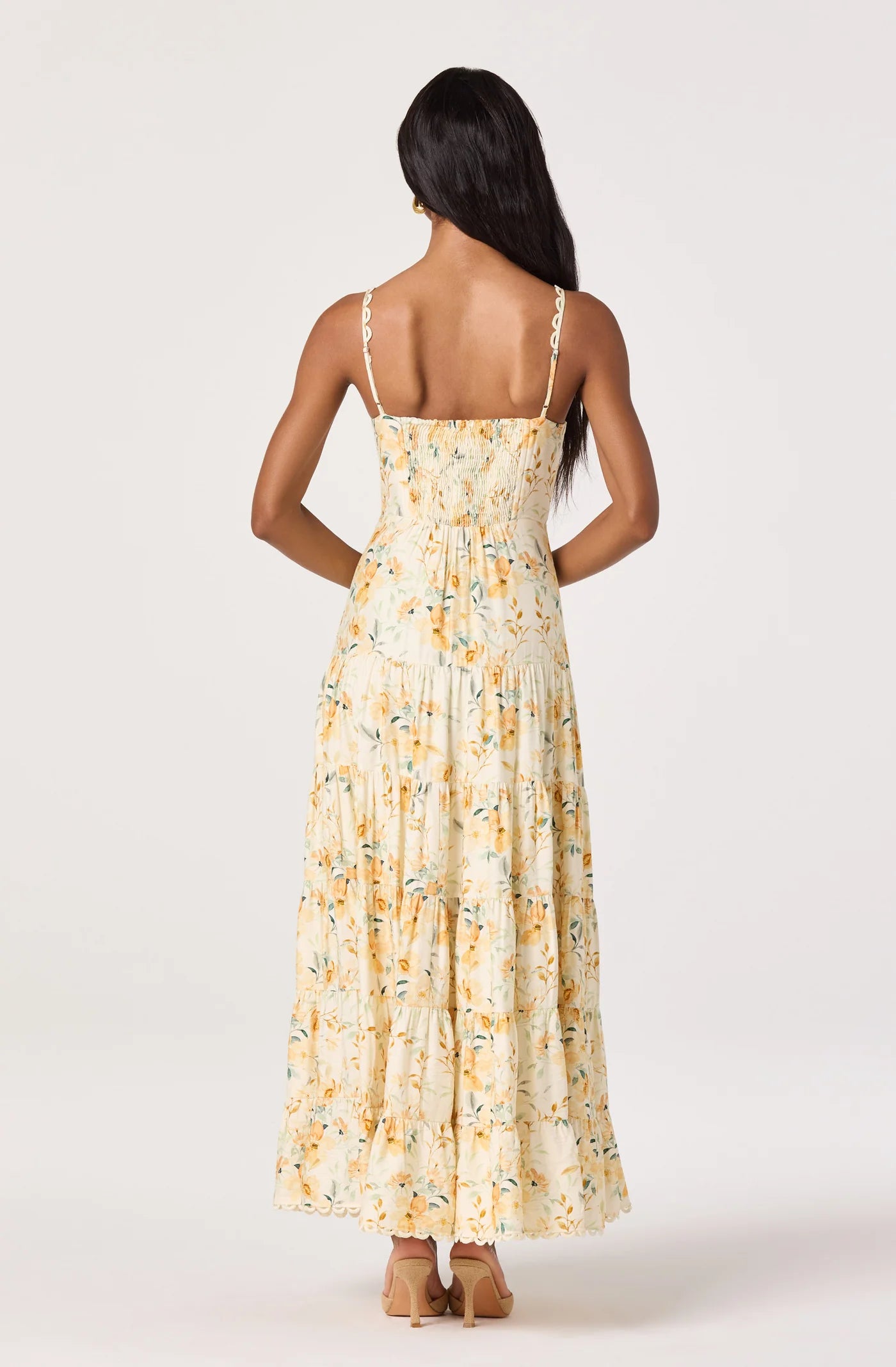 ASTR the Label Tazia Yellow Cream Floral Dress