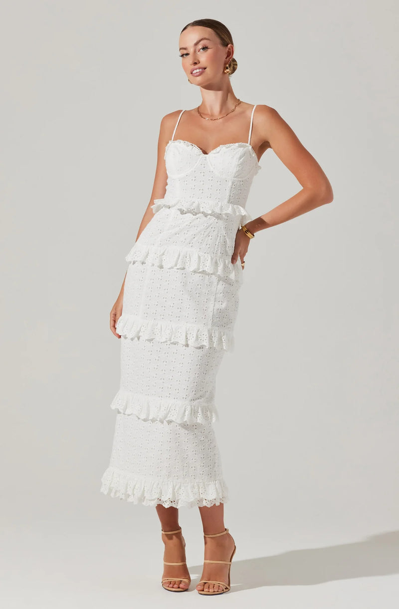 FINAL SALE ASTR the Label | Sandrima Eyelet Midi Dress | White