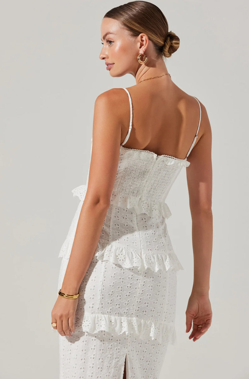 FINAL SALE ASTR the Label | Sandrima Eyelet Midi Dress | White