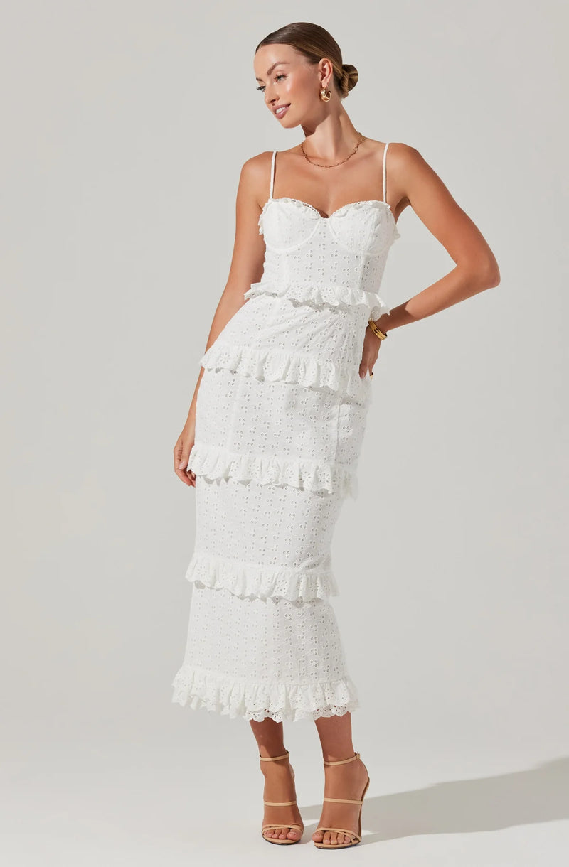 FINAL SALE ASTR the Label | Sandrima Eyelet Midi Dress | White