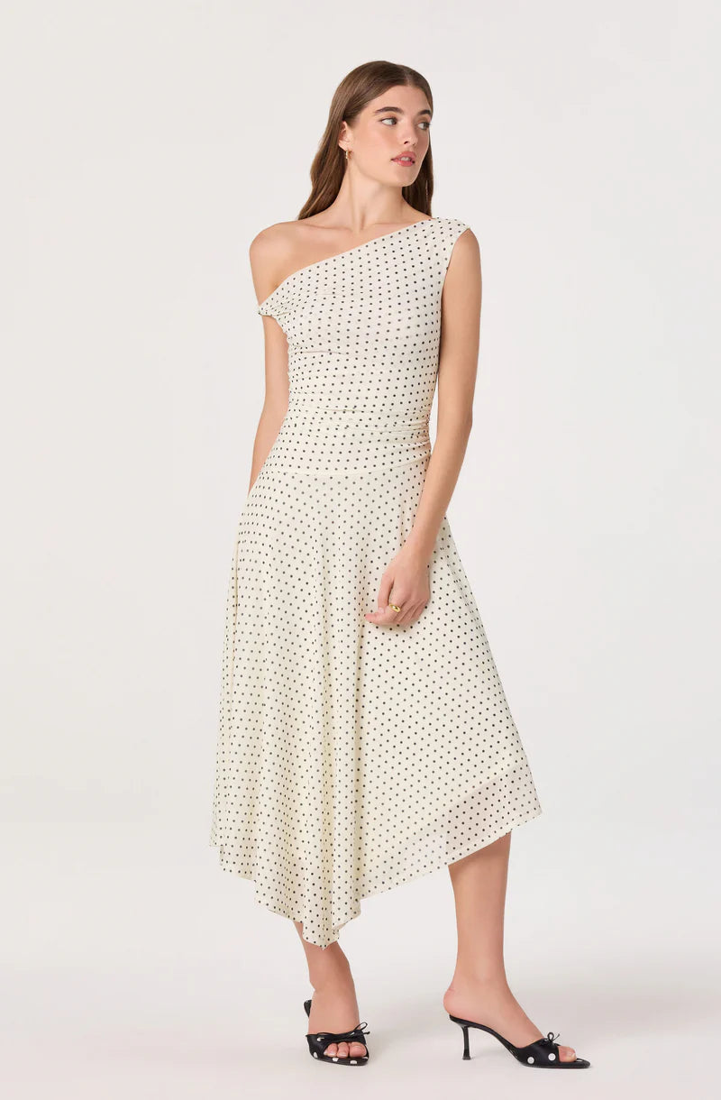 ASTR The Label Ciarra Ivory Polka Dot Dress 
