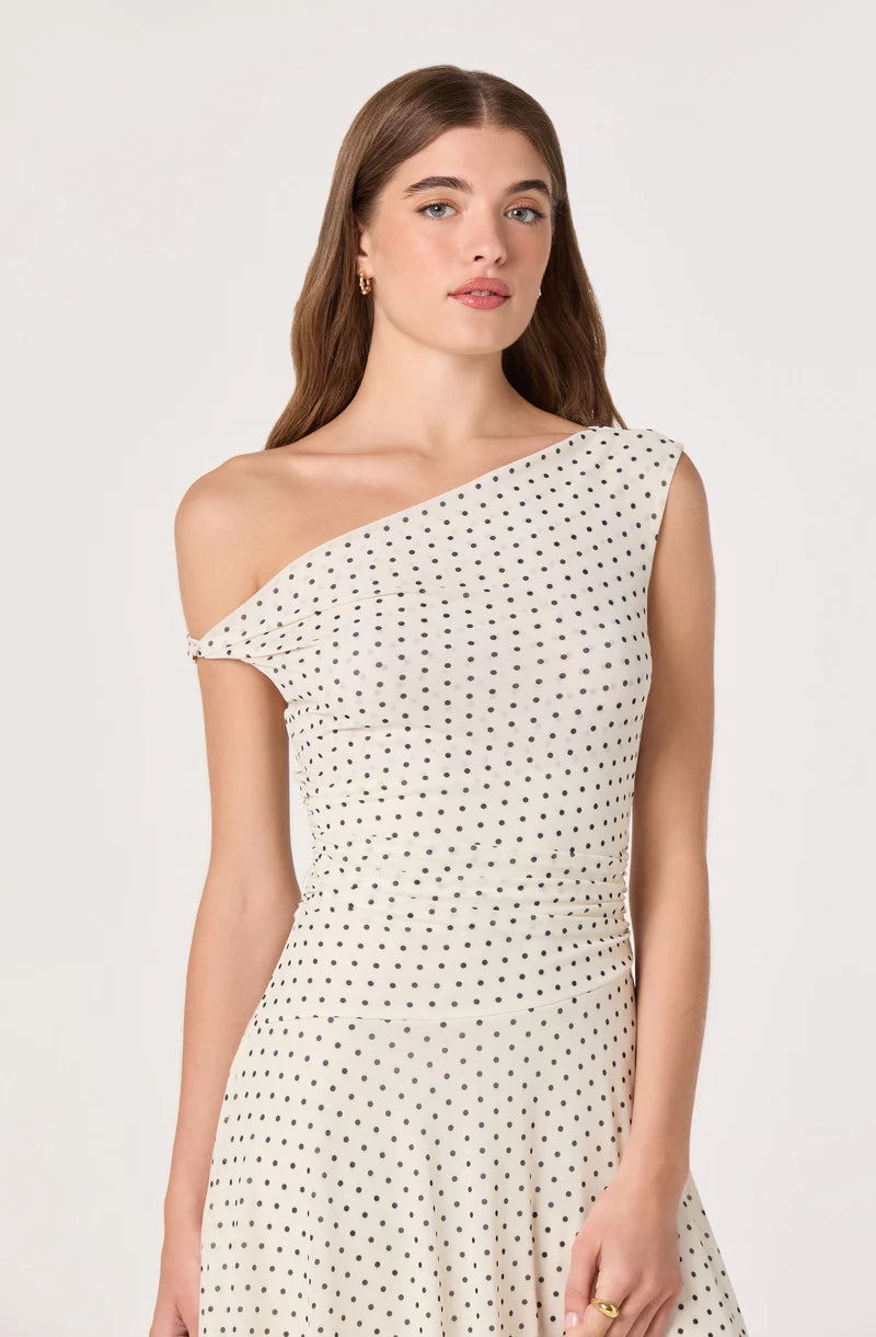 ASTR The Label Ciarra Ivory Polka Dot Dress 