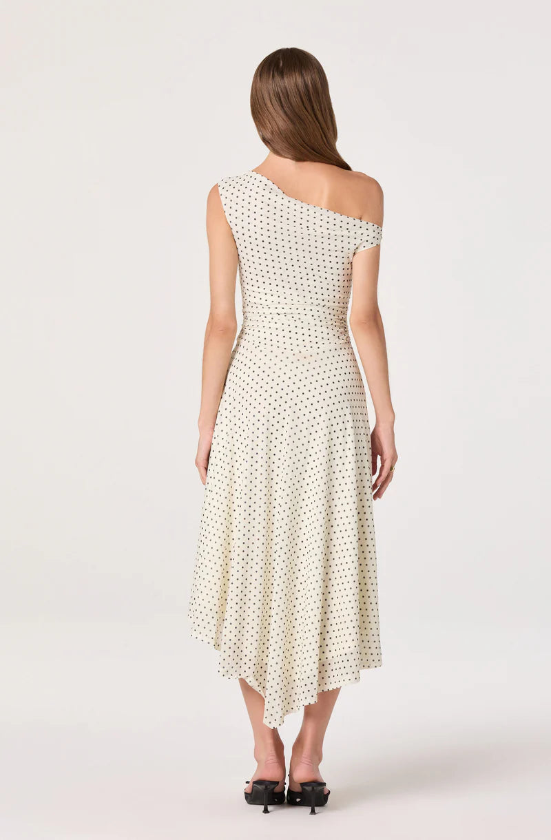 ASTR The Label Ciarra Ivory Polka Dot Dress 