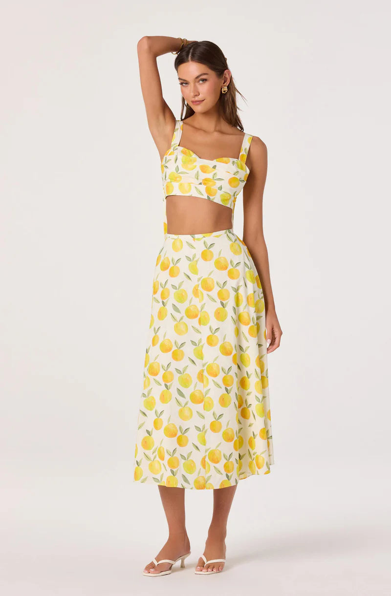 ASTR The Label Myria Lemon Print Skirt