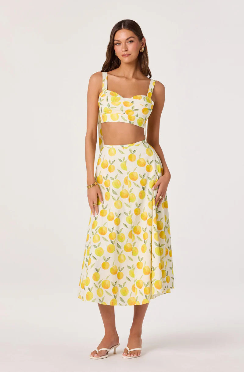 ASTR The Label Myria Lemon Print Skirt