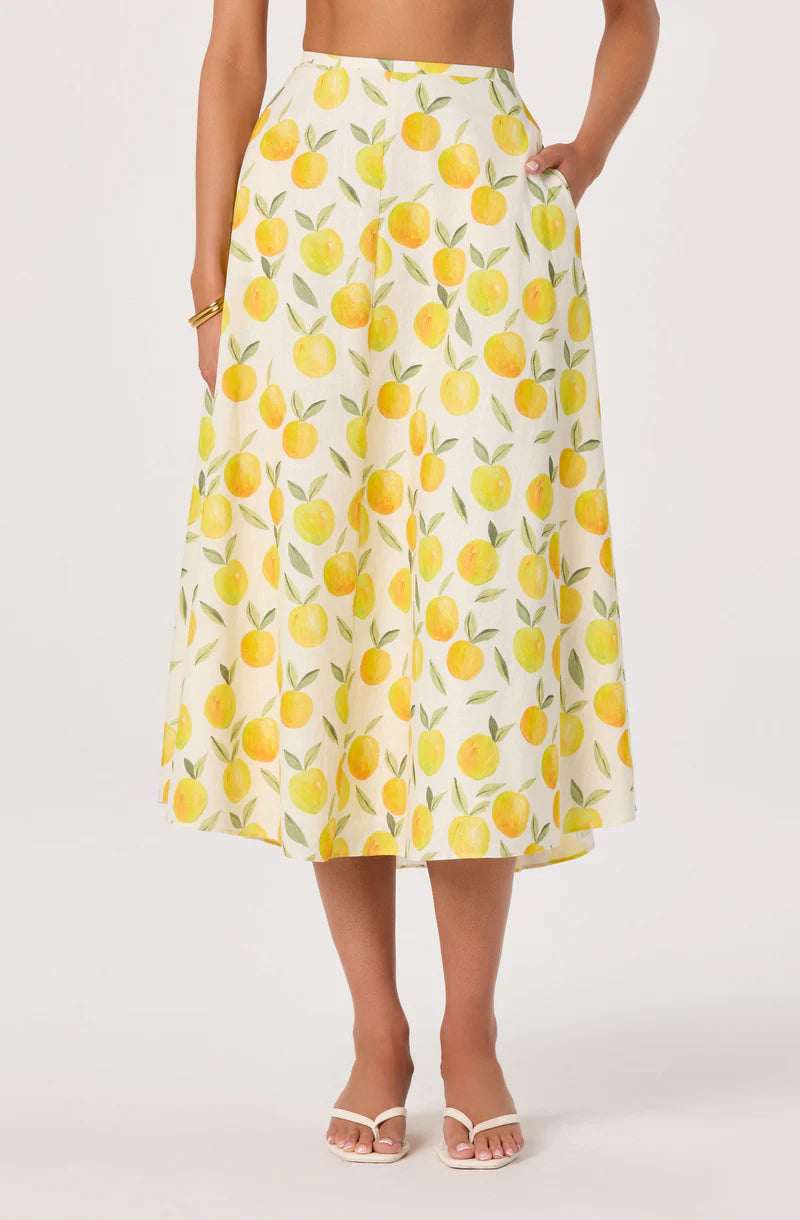 ASTR The Label Myria Lemon Print Skirt