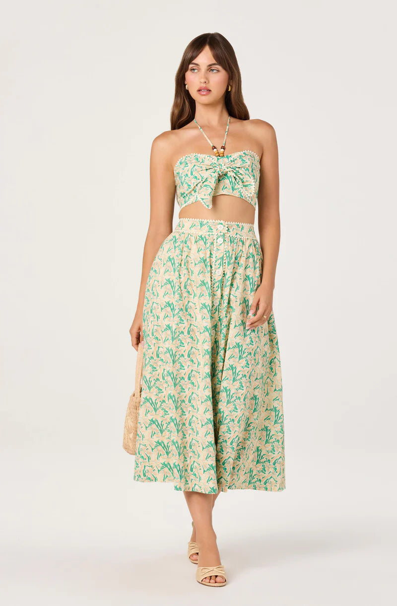 ASTR The Label Keesha Green Pink Multi Skirt
