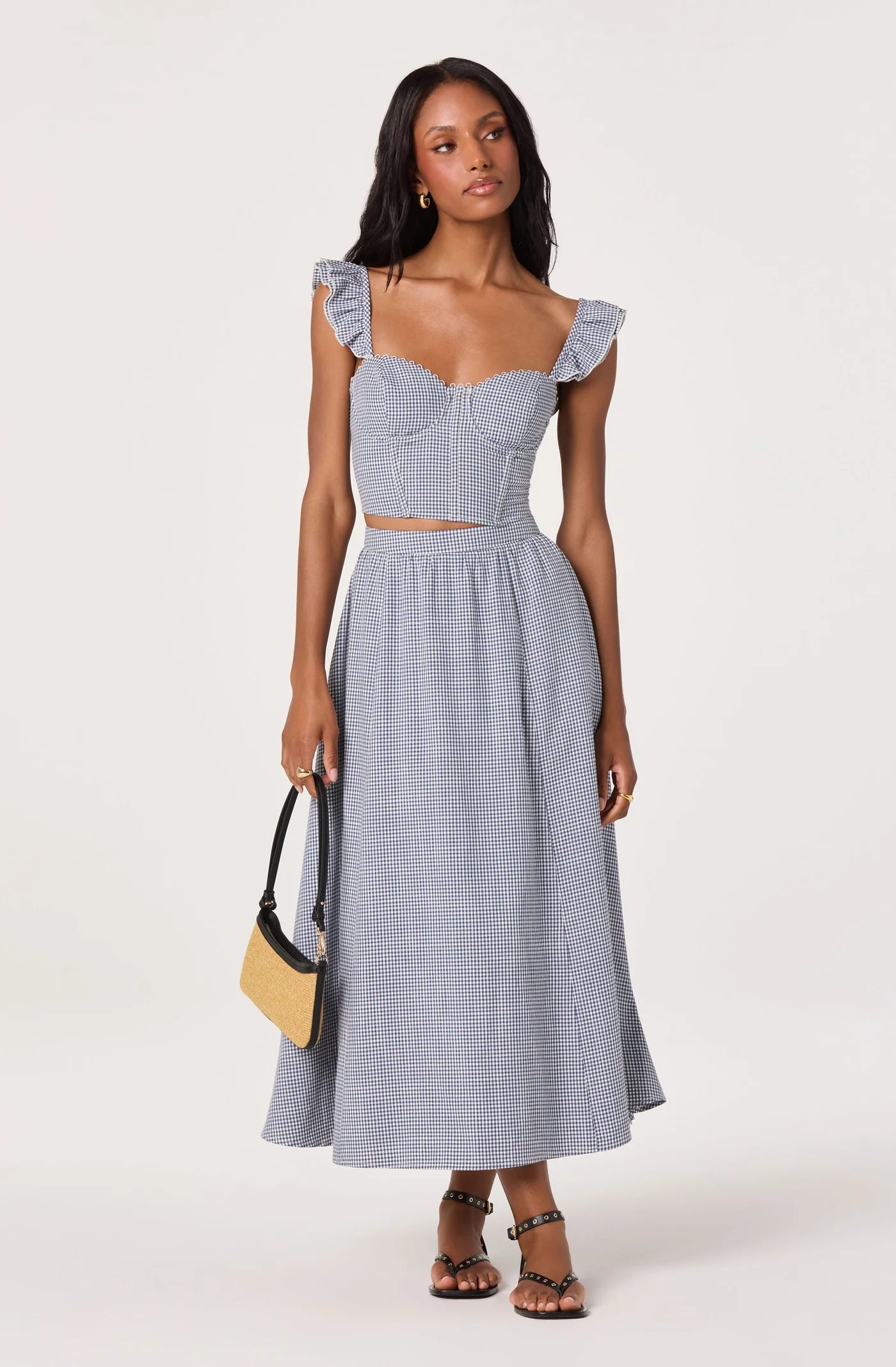 ASTR the Label Wylda Blue Gingham Skirt
