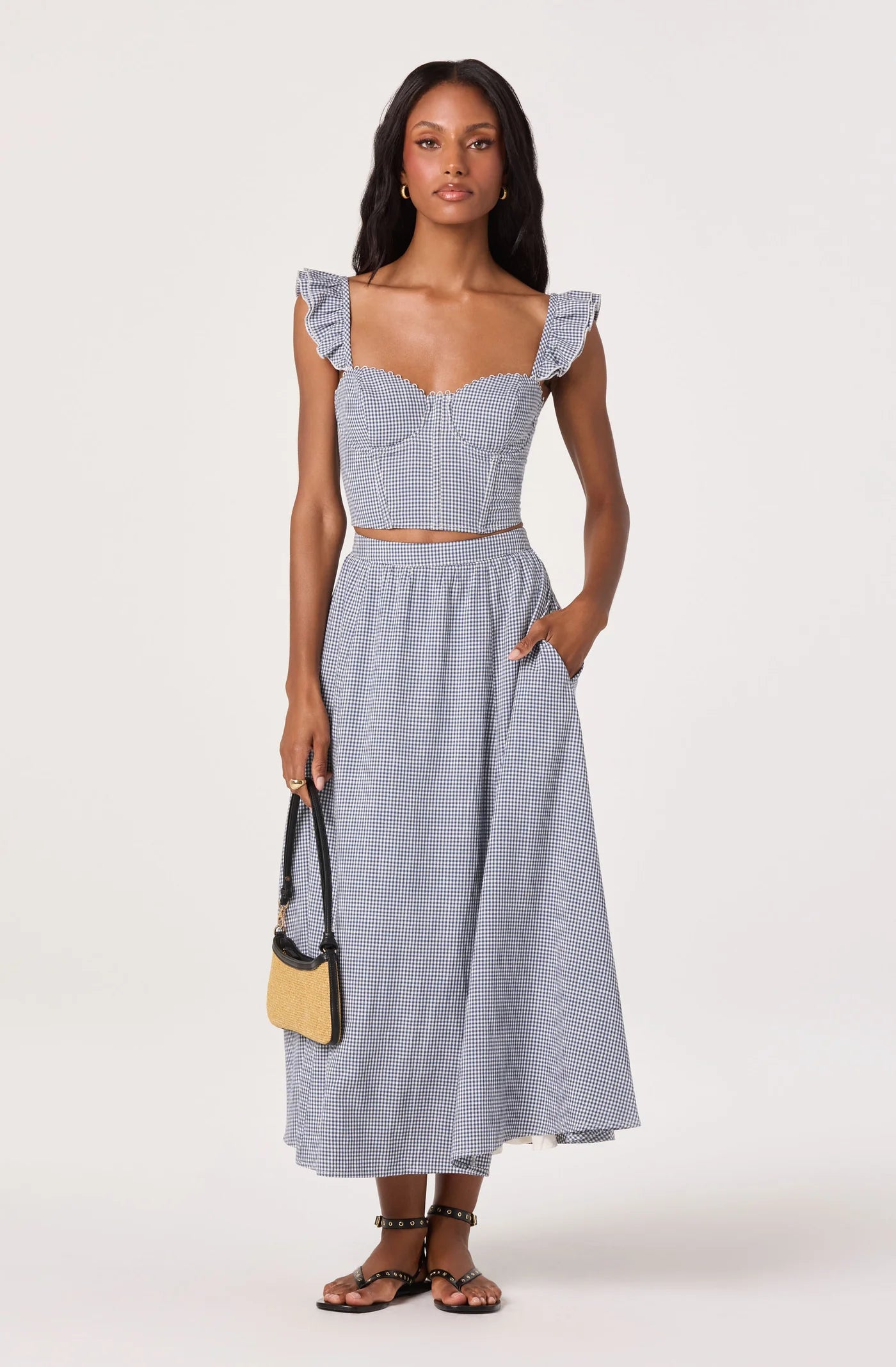 ASTR the Label Wylda Blue Gingham Skirt