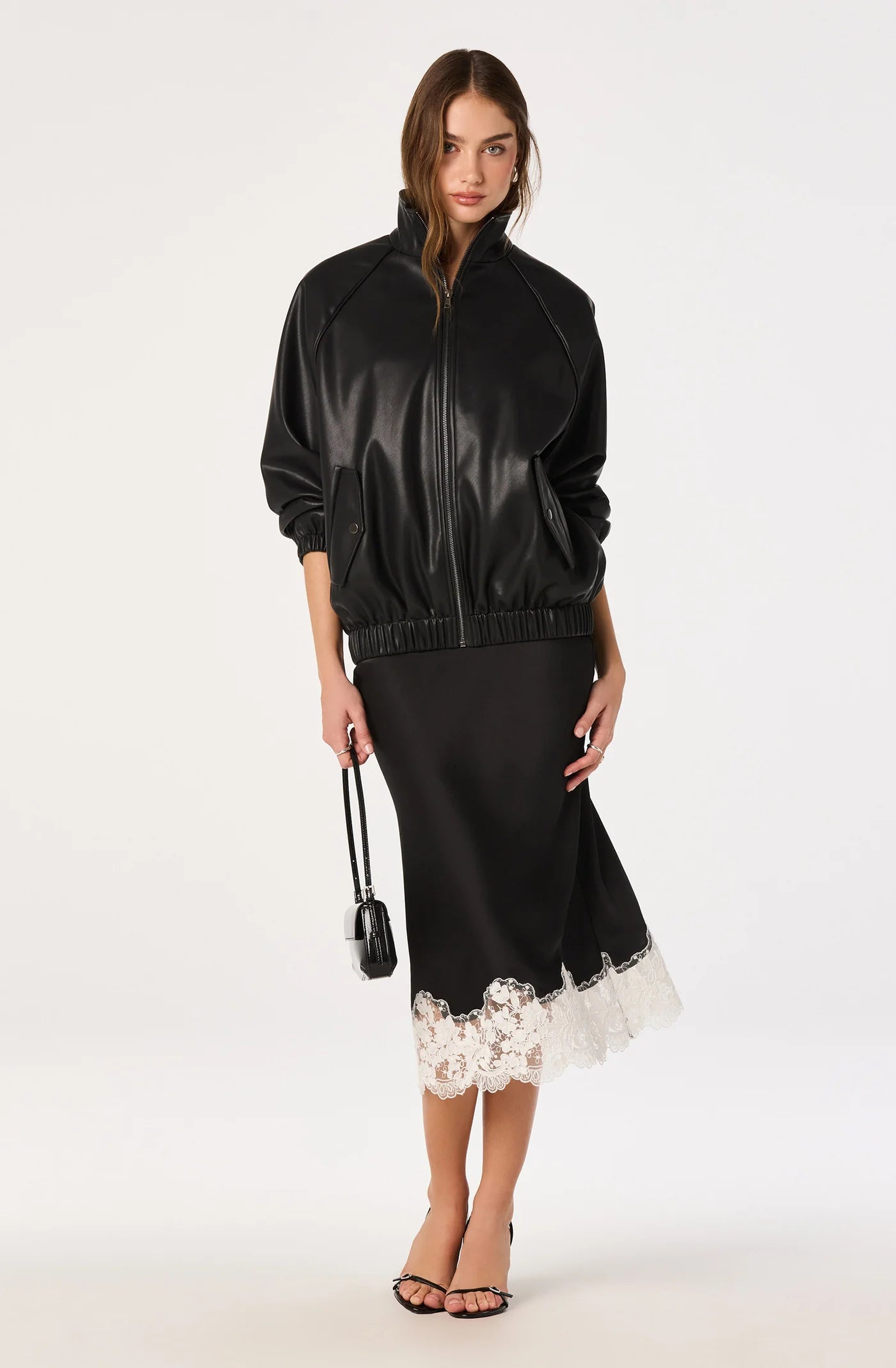 ASTR the Label Shantal Skirt Black White Lace