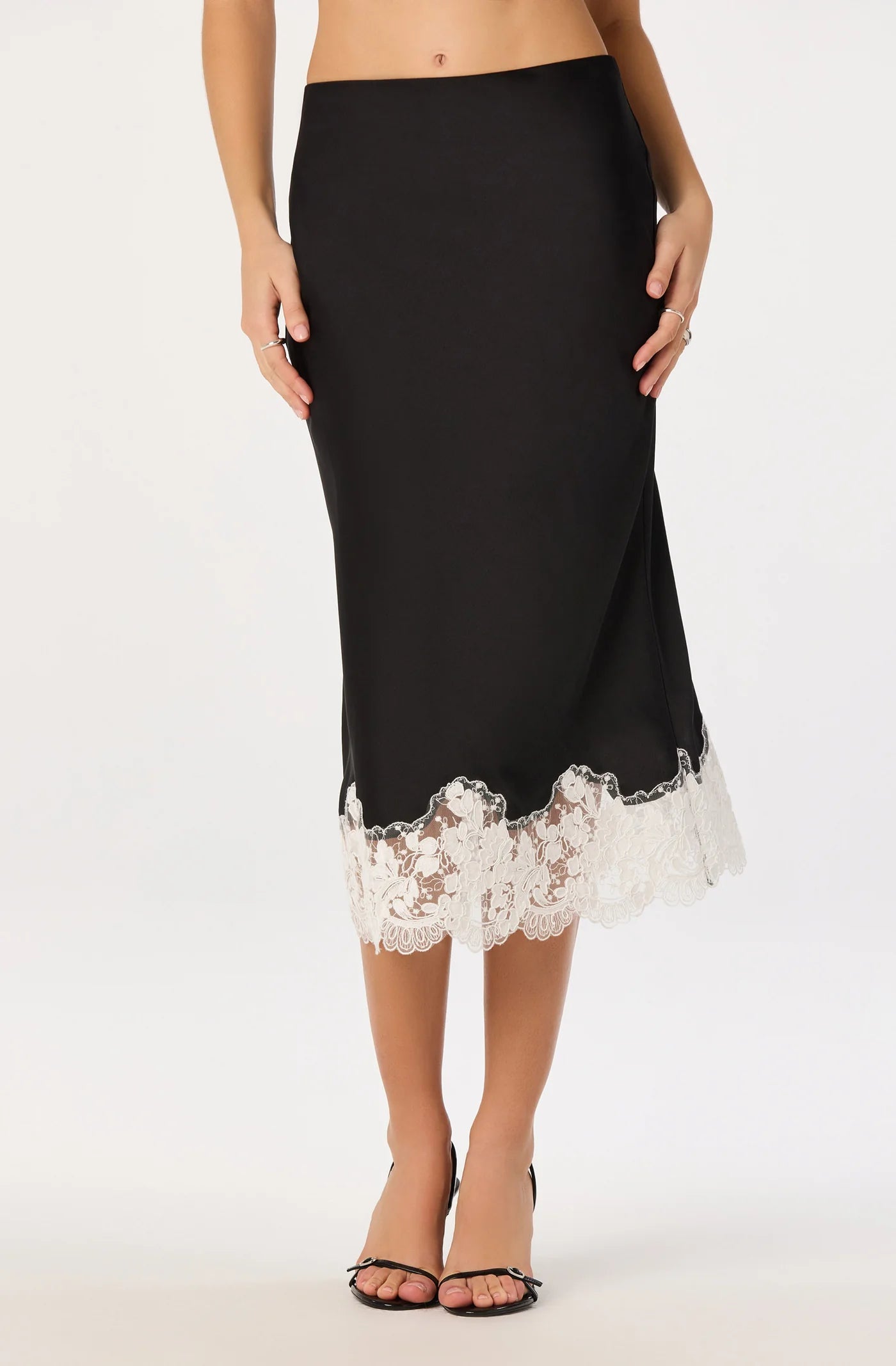 ASTR the Label Shantal Skirt Black White Lace
