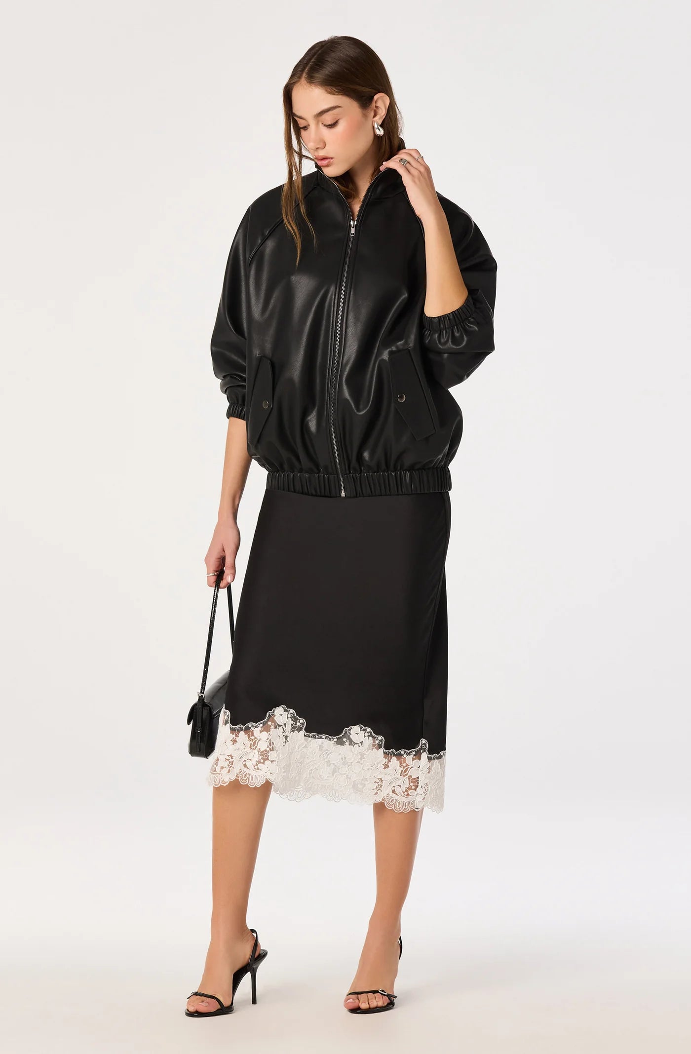ASTR the Label Shantal Skirt Black White Lace