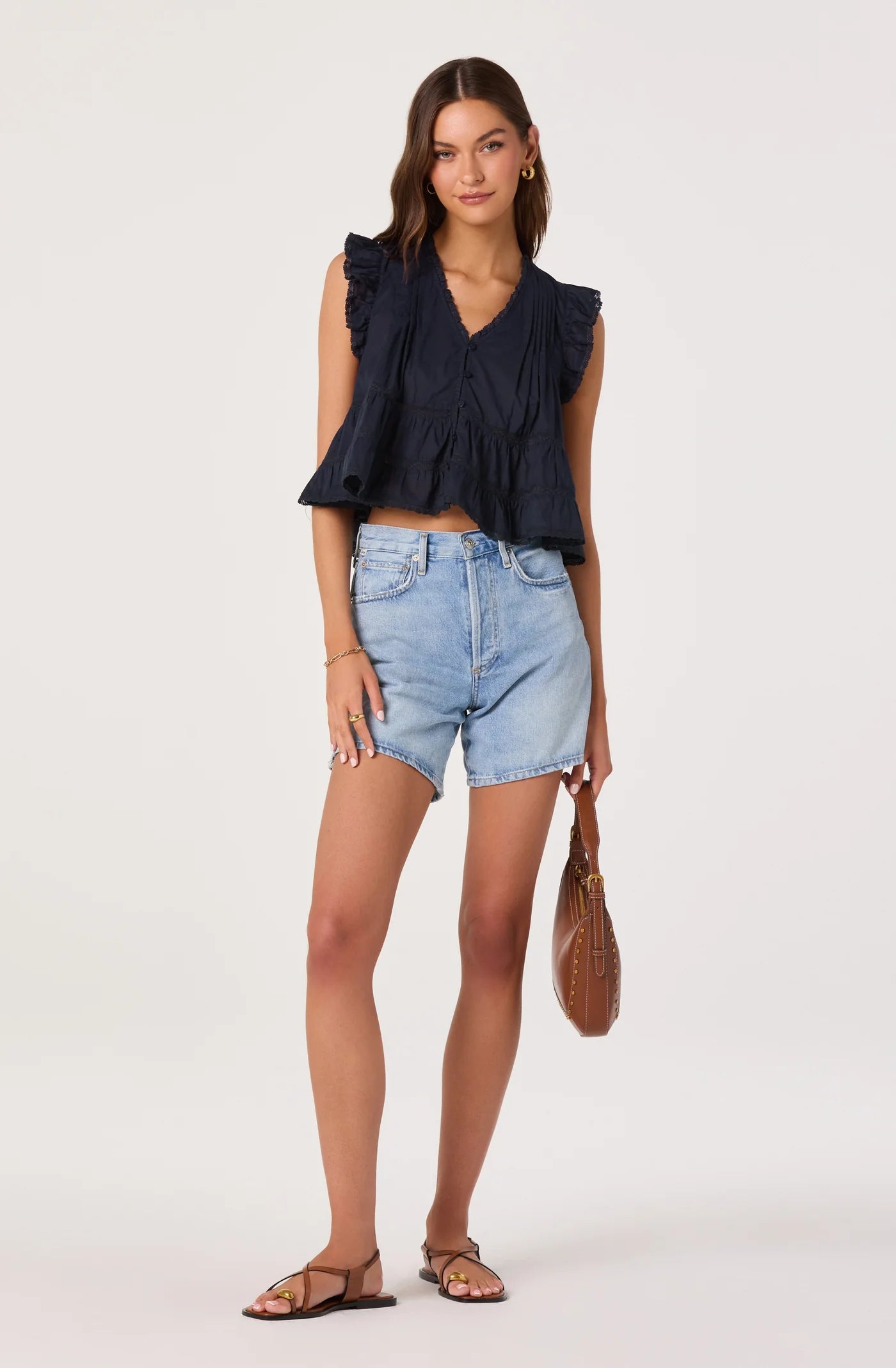 ASTR the Label Julie Flutter Sleeve Cropped Top