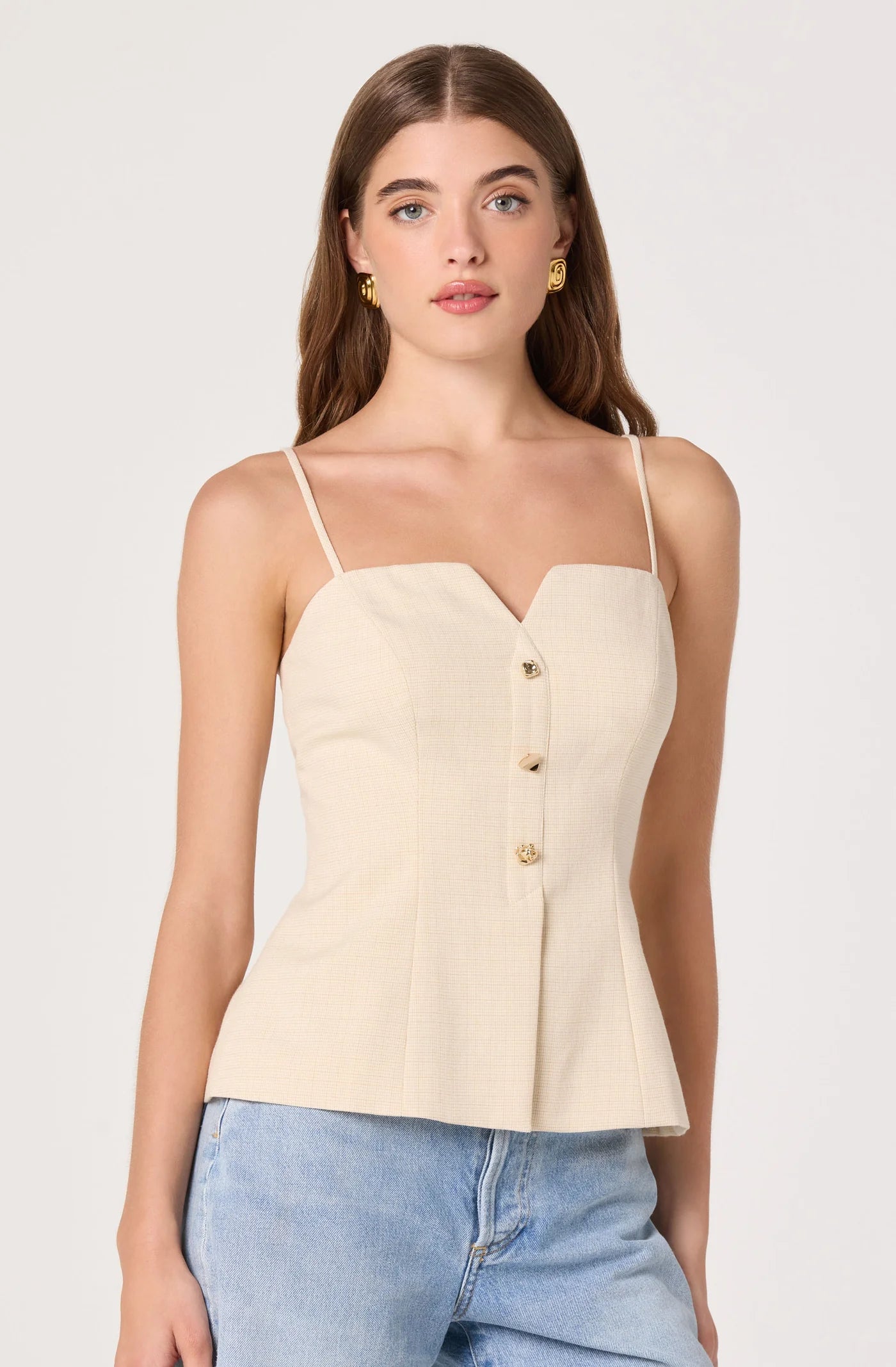 ASTR the Label Britta Button-Front Spaghetti Strap Top