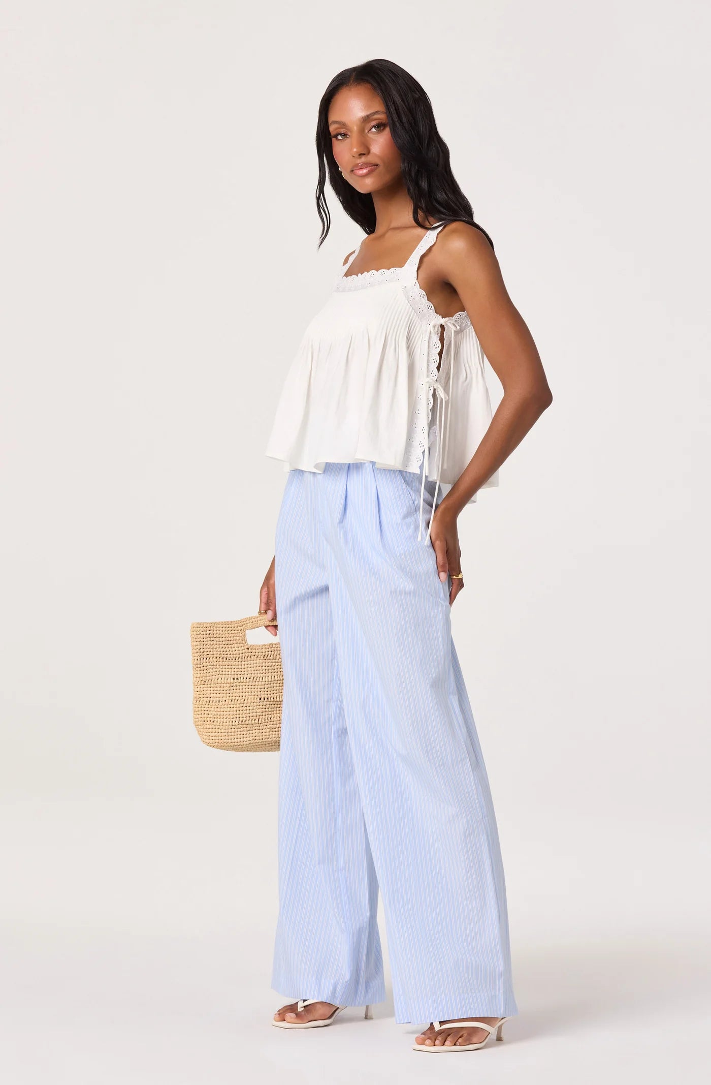 ASTR The Label Lori Eyelet Babydoll Top