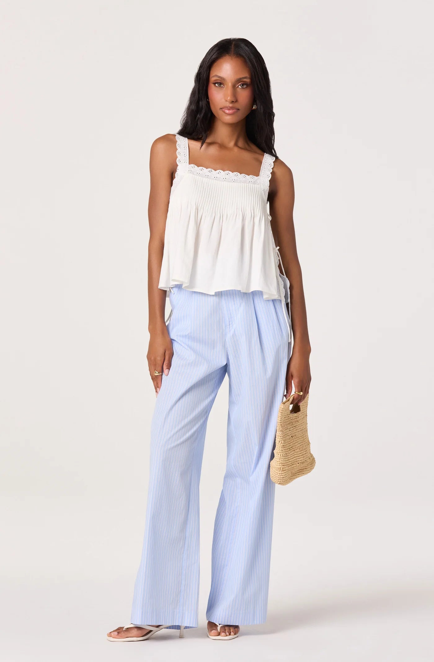 ASTR The Label Lori Eyelet Babydoll Top