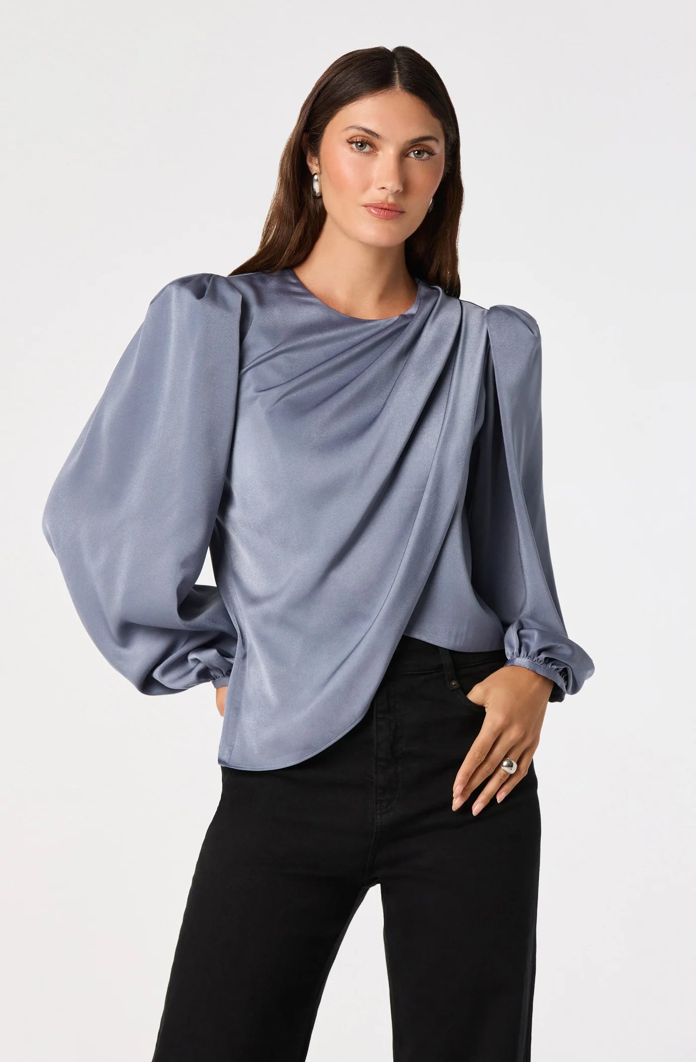 ASTR the Label Beatrice Top Slate Blue
