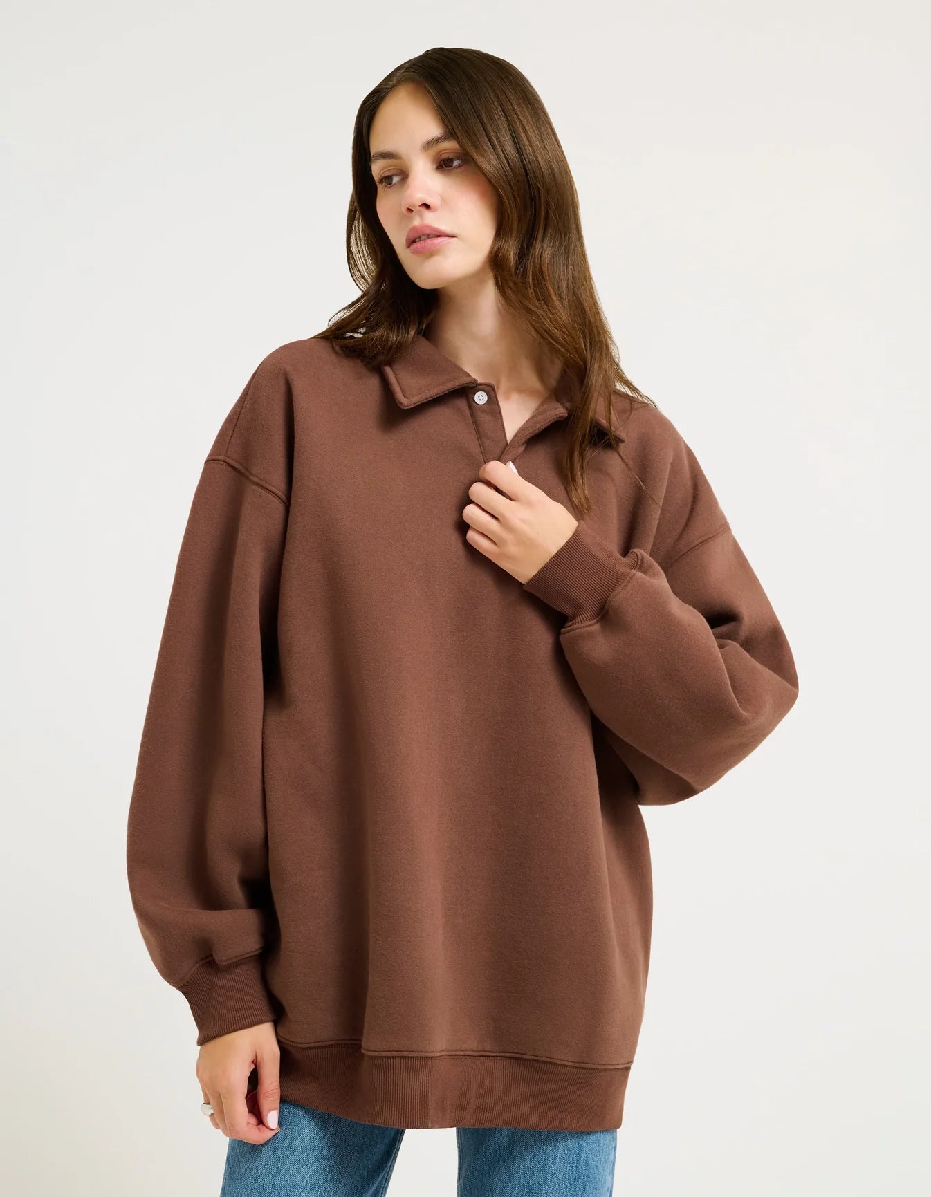 Rumored Airport Sweatshirt Chocolate Brown | Sweatshirts | Coco Kimono Boutique