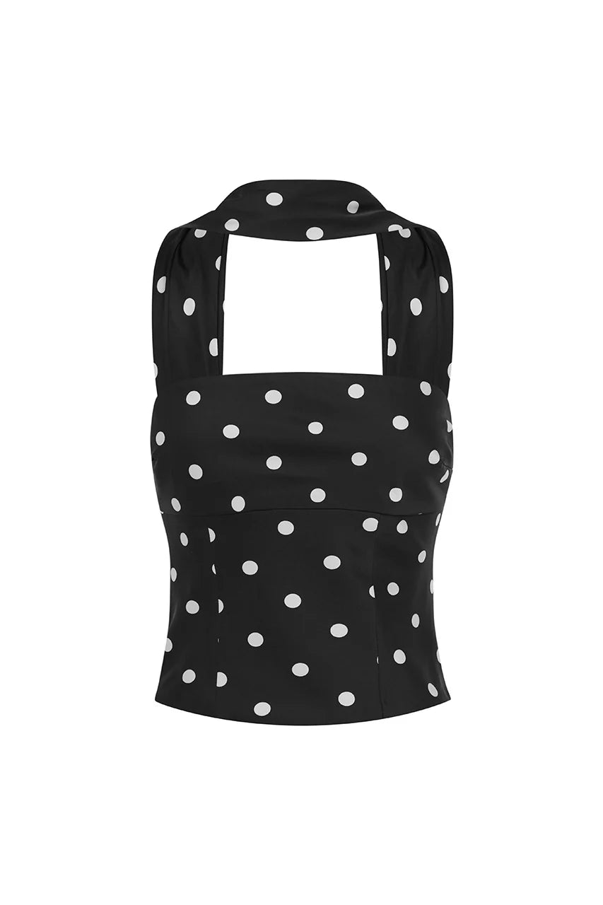 Blaine Top Black Polka Dot