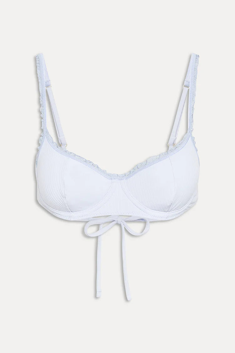 Frankies Bikinis Cola Ribbed Bikini Top Something Blue