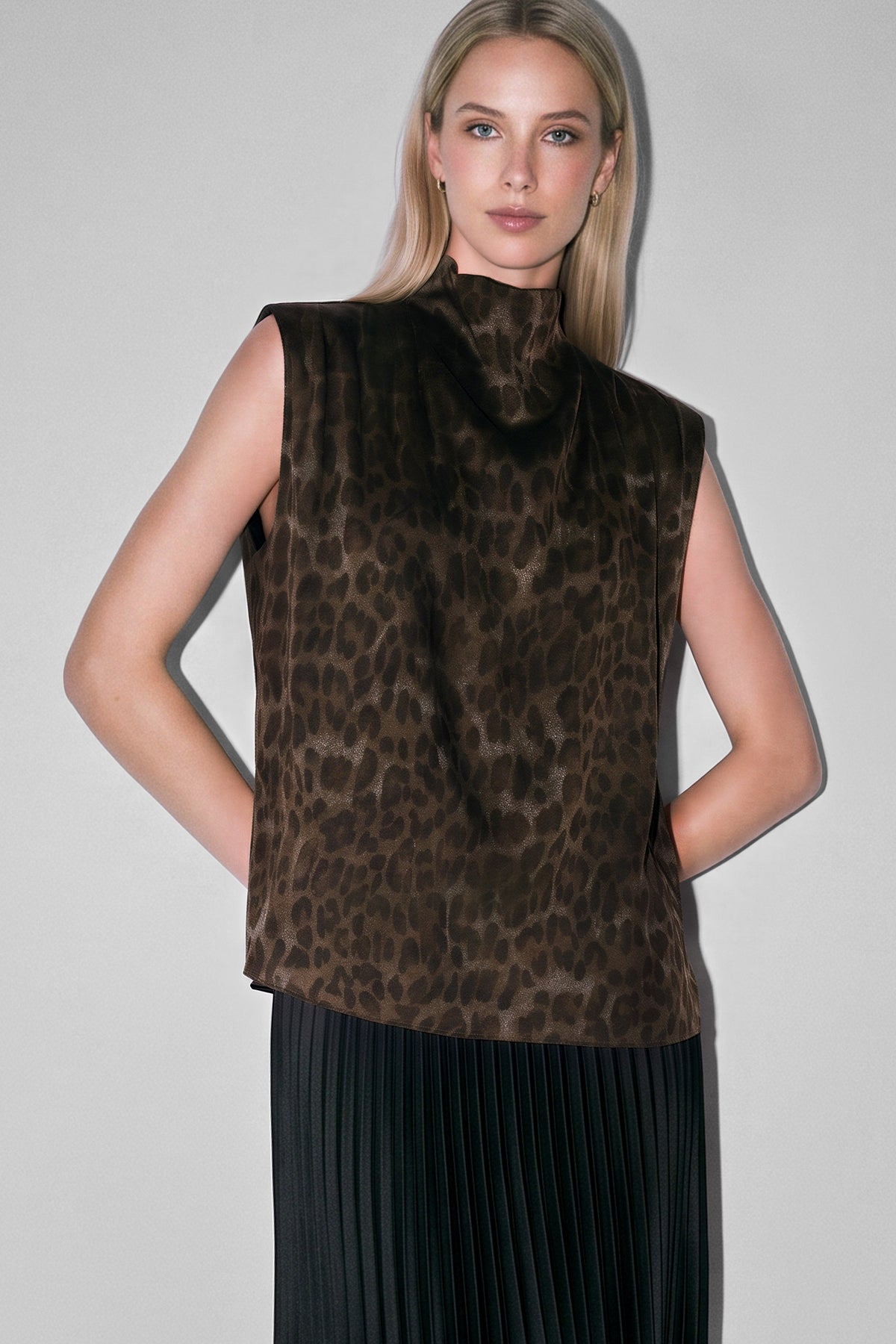 Current Air Bailey Leopard Mock Neck Top