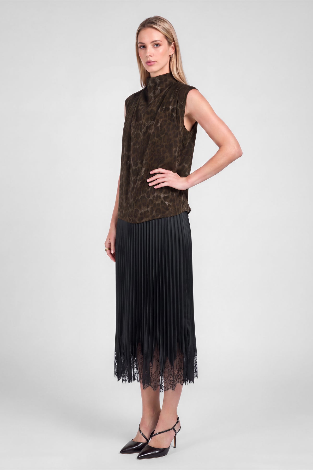 Current Air Bailey Leopard Mock Neck Top