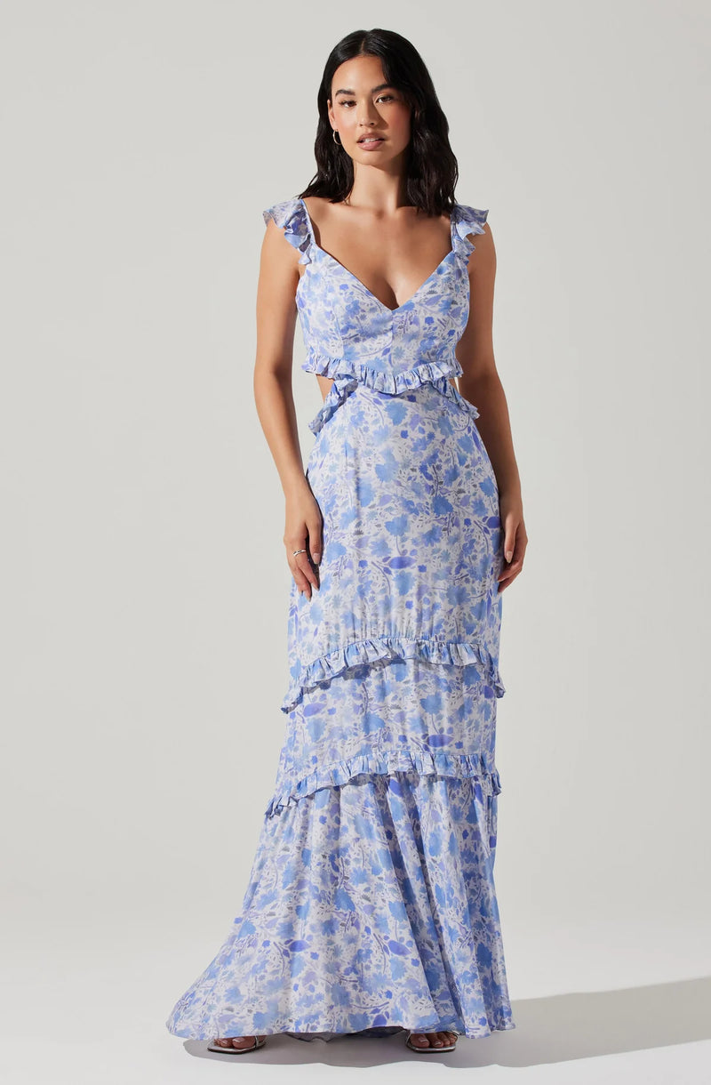 FINAL SALE ASTR the Label | Cassis Dress | Blue Floral