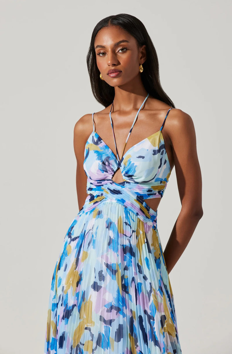 FINAL SALE ASTR the Label | Aquate Dress | Aqua Blue Multi