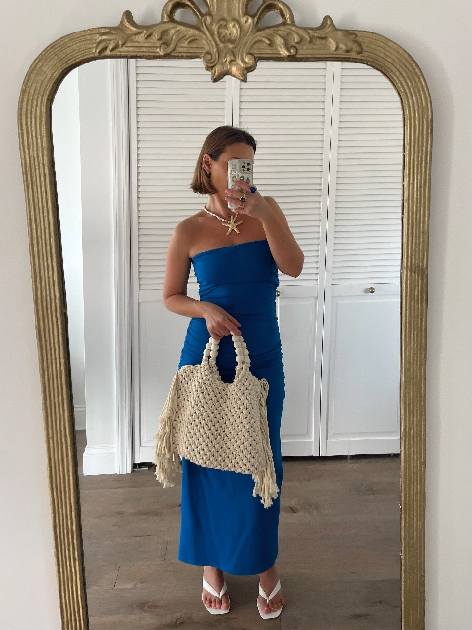 Marni Beaded Boho Crochet Tote Bag | Cream