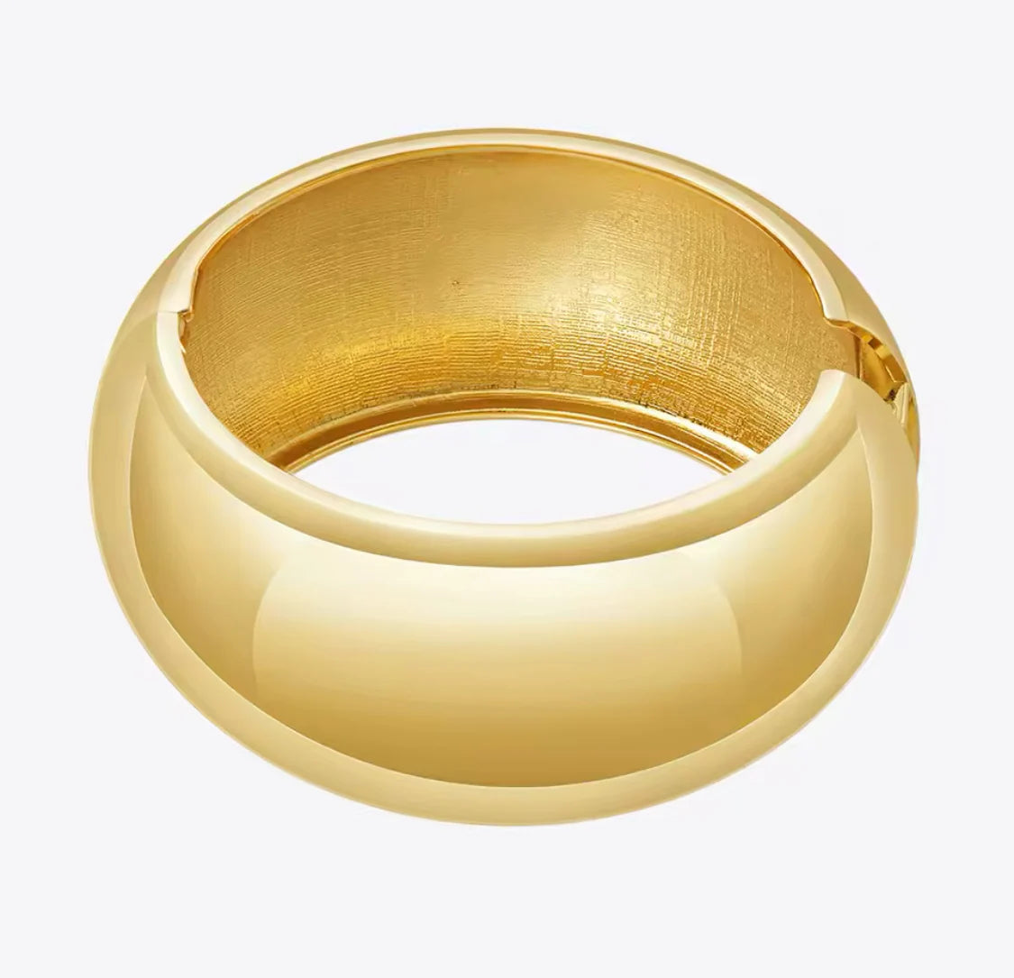 Serena Thick Cuff Bracelet | Gold Brass