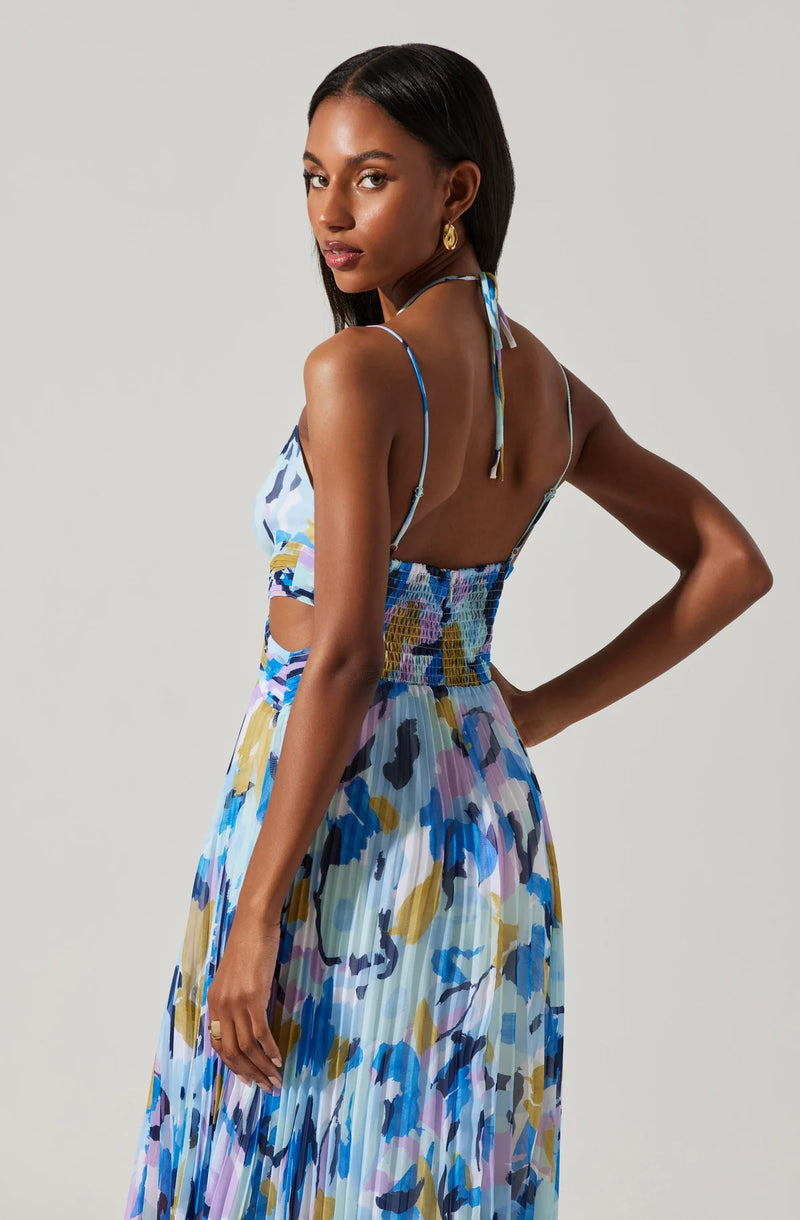 FINAL SALE ASTR the Label | Aquate Dress | Aqua Blue Multi