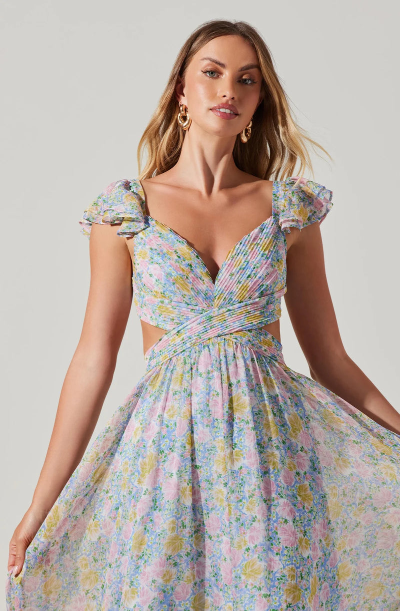 FINAL SALE ASTR the Label | Primrose Dress | Blue Pink Floral