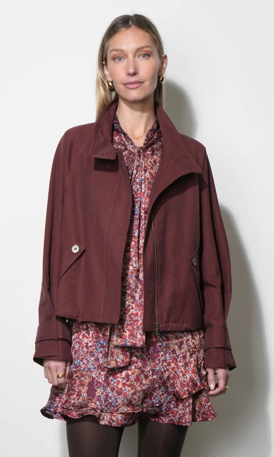 Greylin Eden Funnel Collar Oversized Jacket